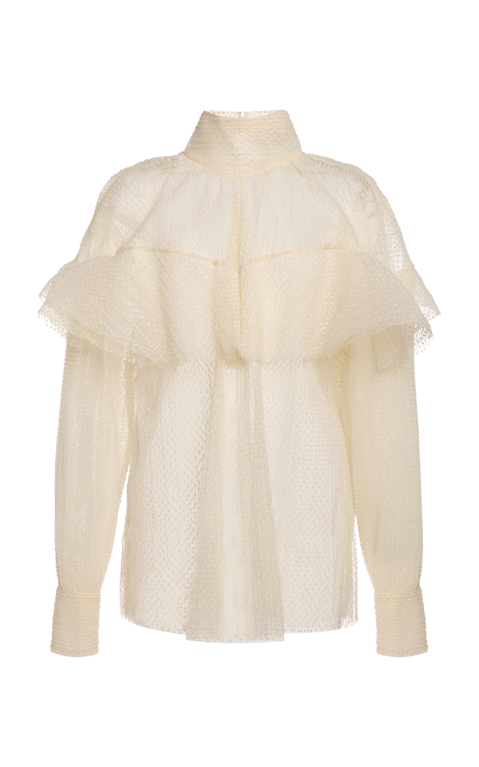 A.W.A.K.E. MODE Frill Detailed Tulle Top - Ivory