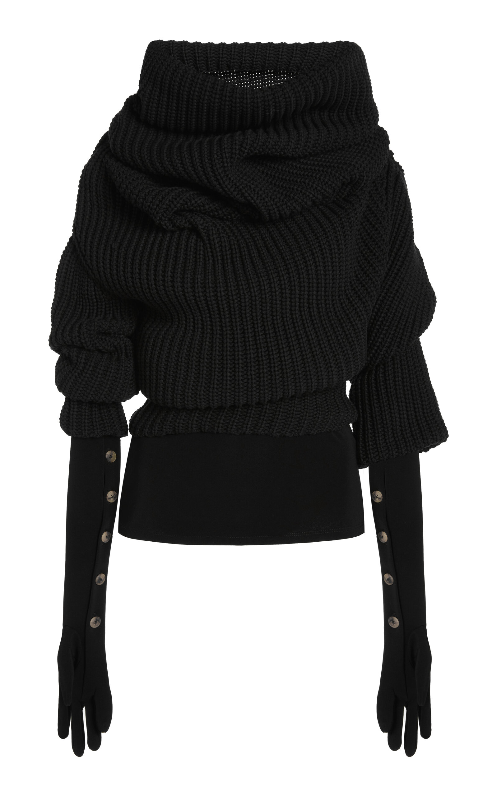 A.w.a.k.e. Knit Snood Glove-detailed Top In Black