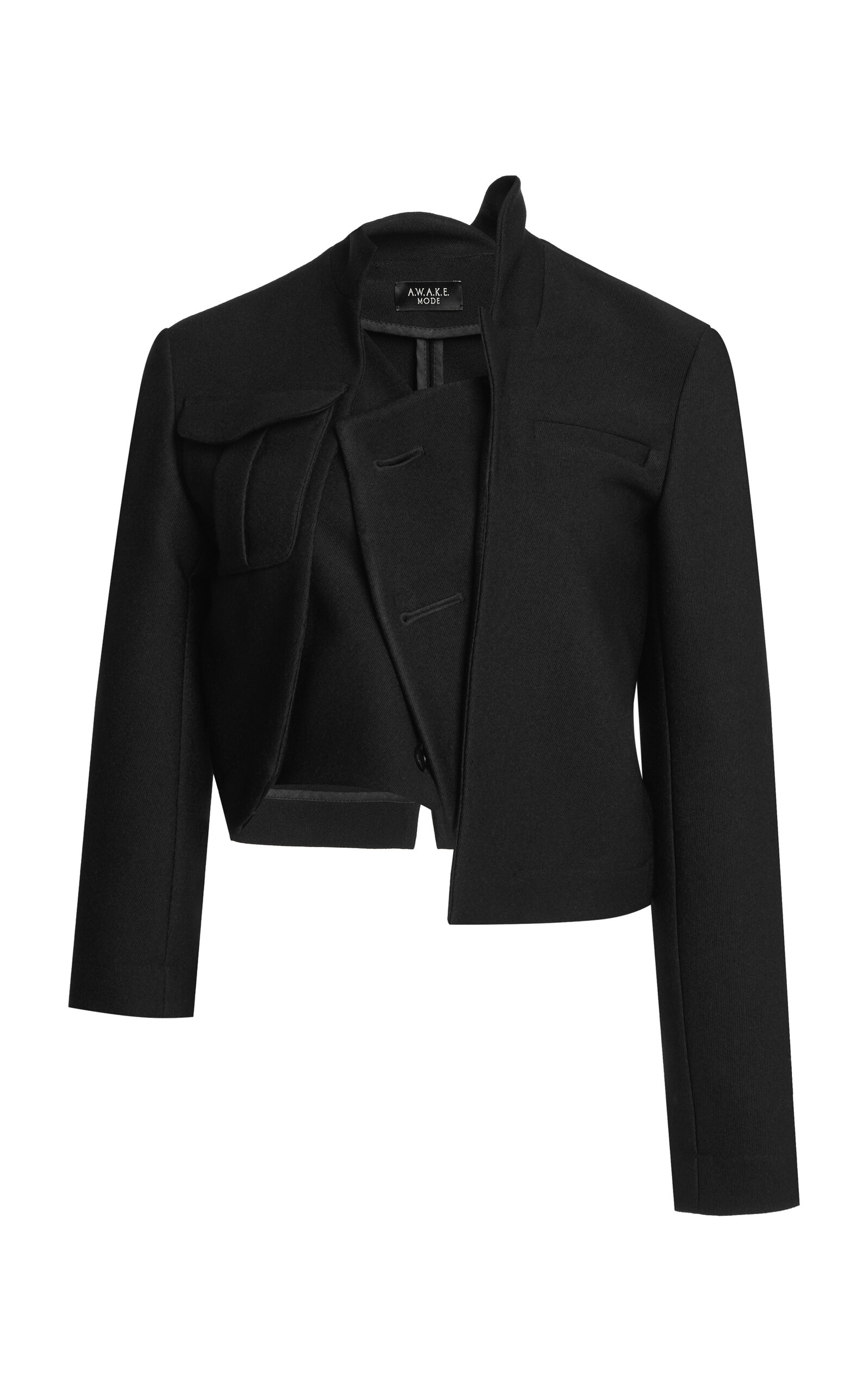 A.w.a.k.e. Cropped Asymmetrical Jacket In Black
