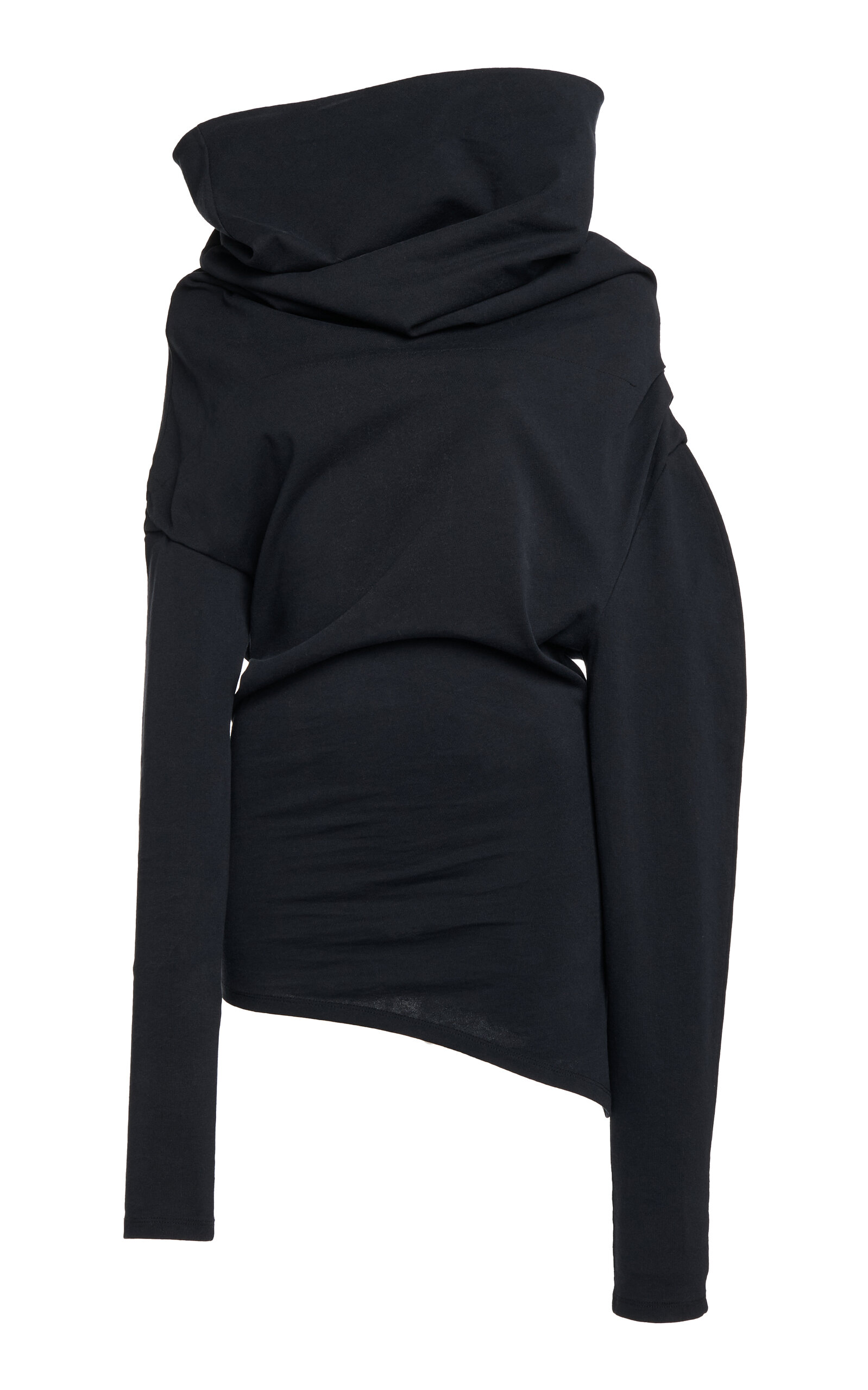 A.w.a.k.e. Jersey Cotton Cowl Neck Top In Black