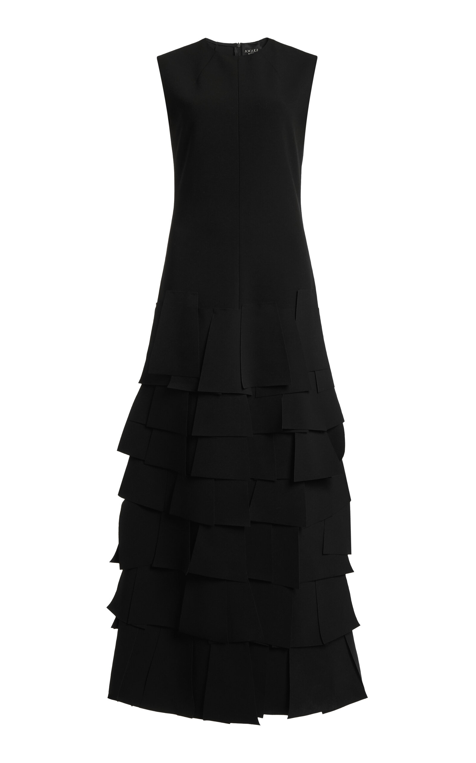 Multi Rectangle Front and Black Slit Maxi Dress