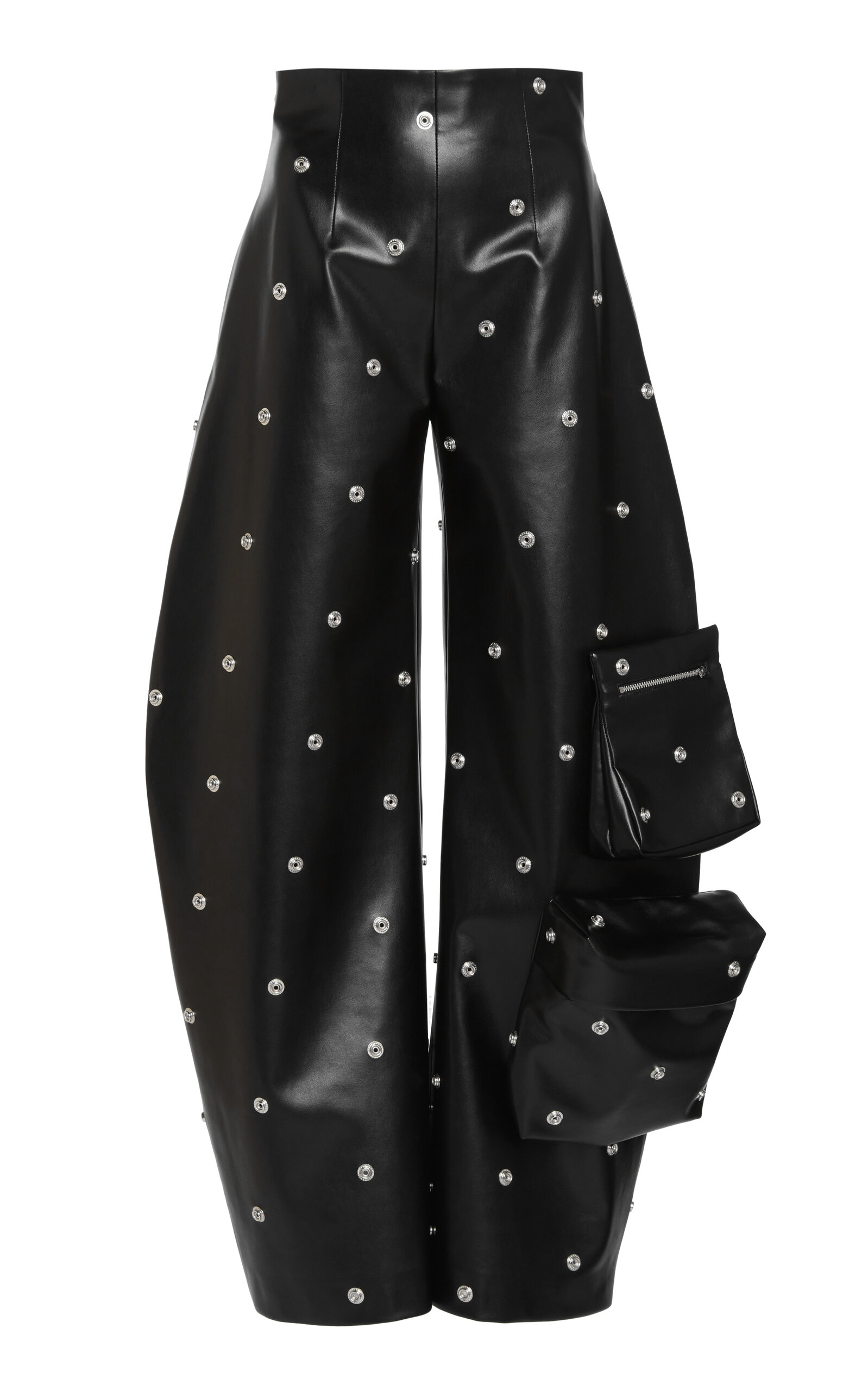 A.W.A.K.E. MODE Faux Leather Studded Flared Leg Pants