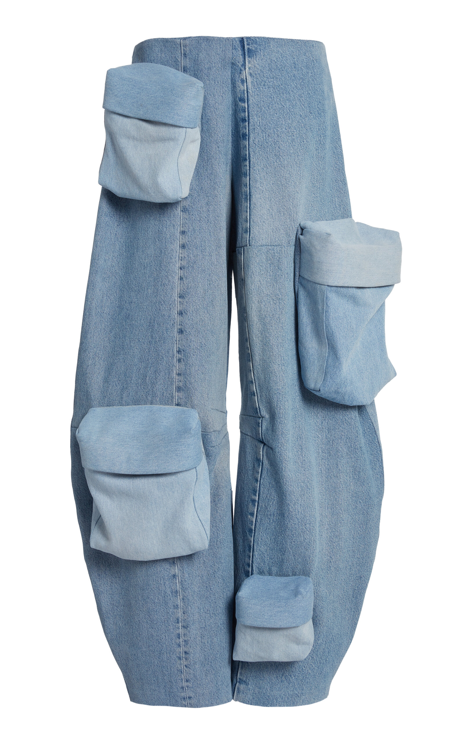 A.w.a.k.e. Upcycled Denim Cargo Ski Pants In Blue