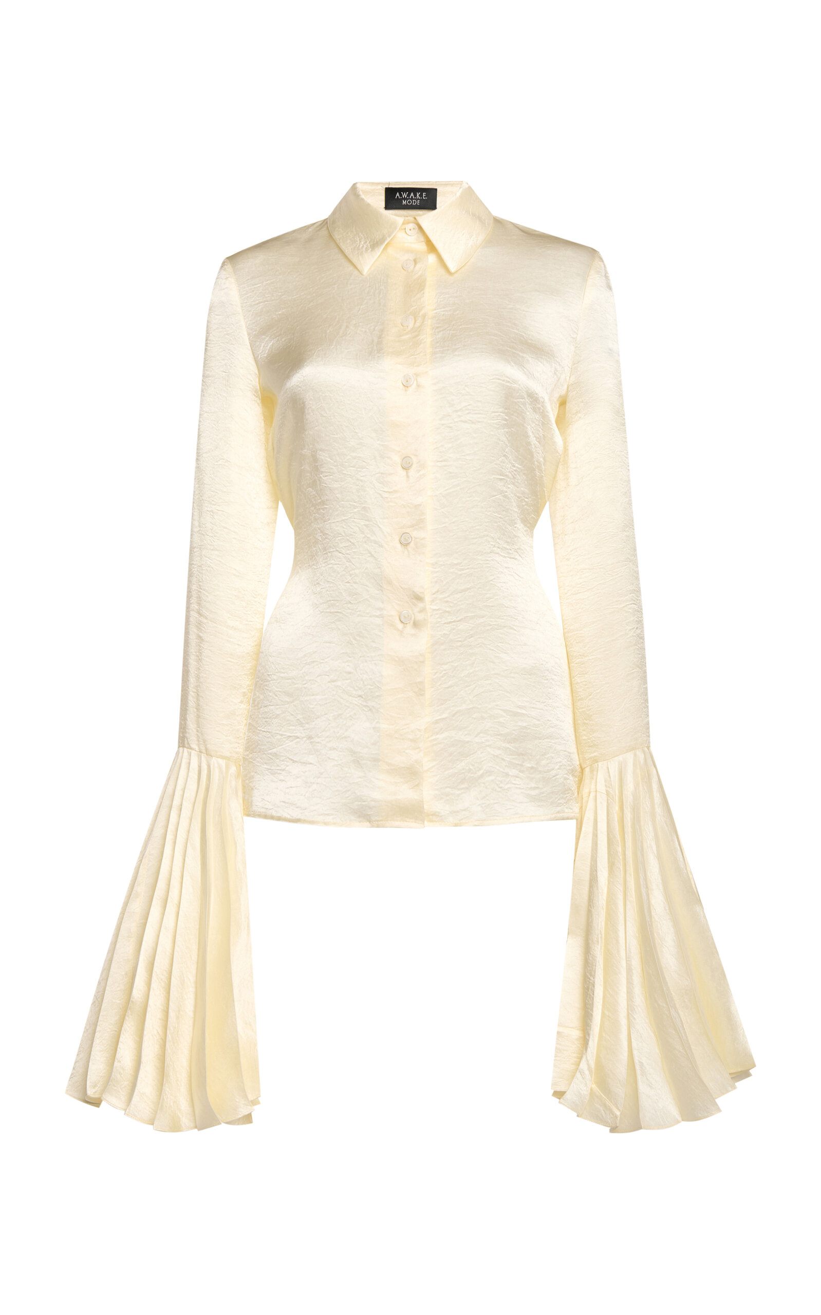 A.w.a.k.e. Satin Pleated Bell Top In Ivory