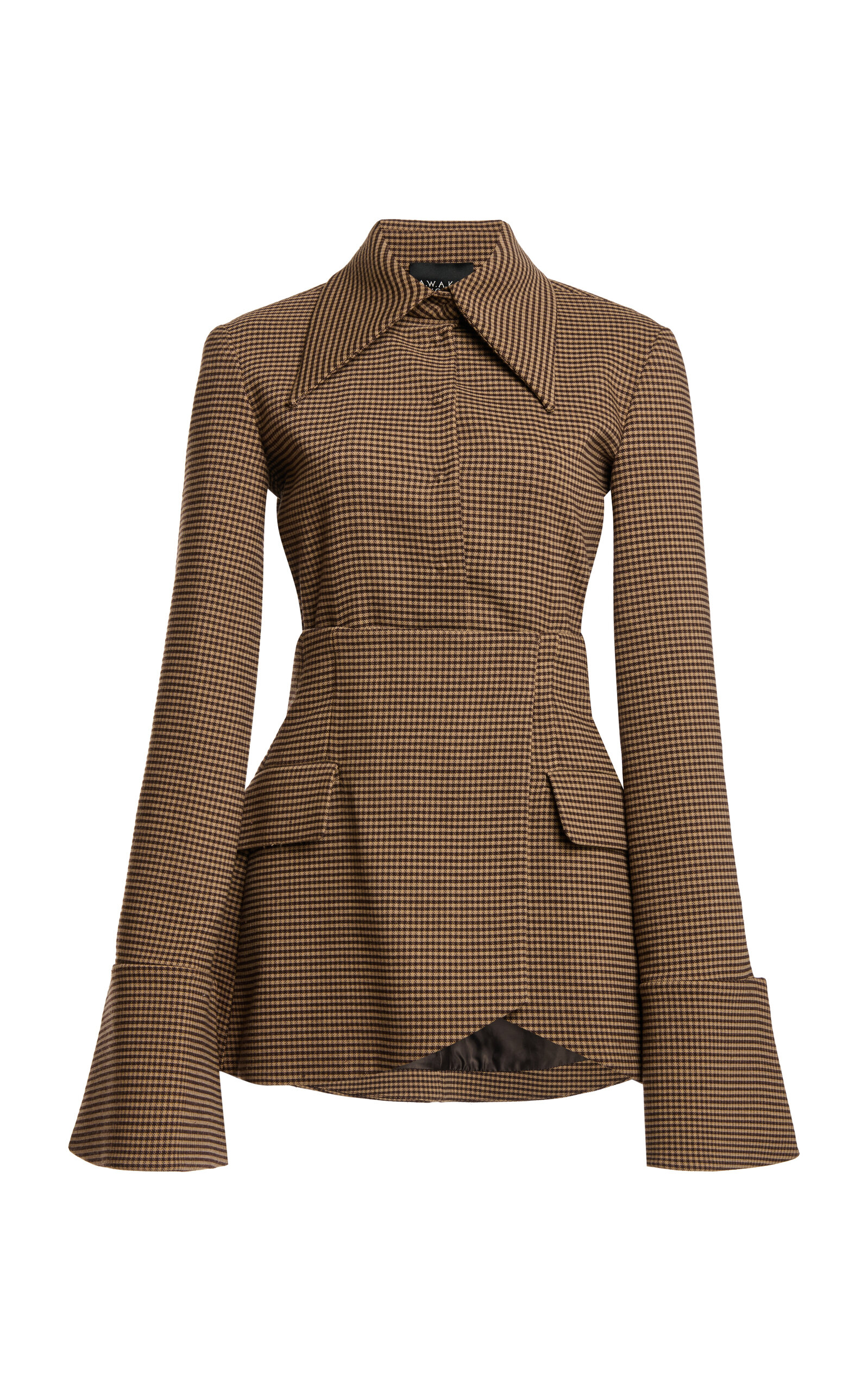 A.w.a.k.e. Gingham Fitted Jacket In Brown