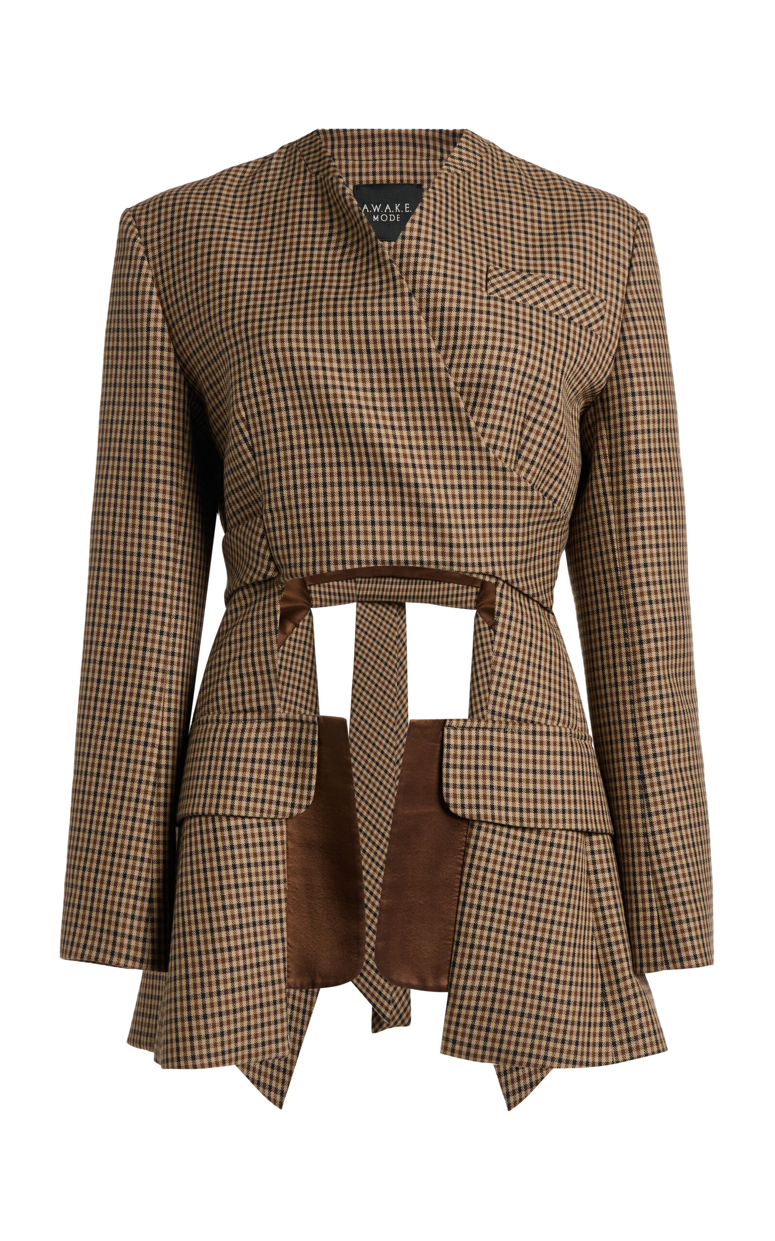 A.w.a.k.e. Collarless Deconstructed Jacket In Brown
