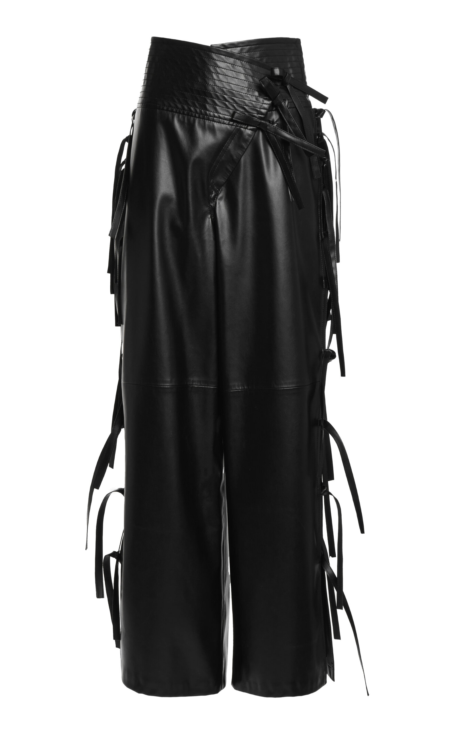 A.w.a.k.e. Tie-detailed Wide Leg Pants In Black