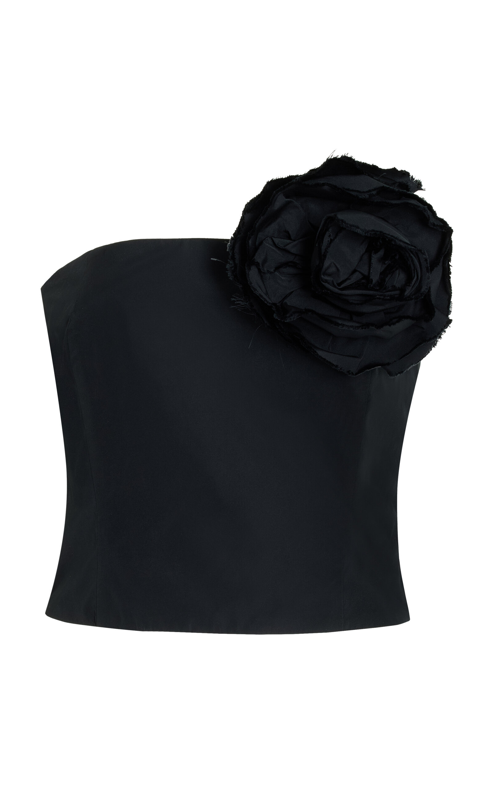 Bernadette Lena Rosette-Detailed Taffeta Corset Top - Black