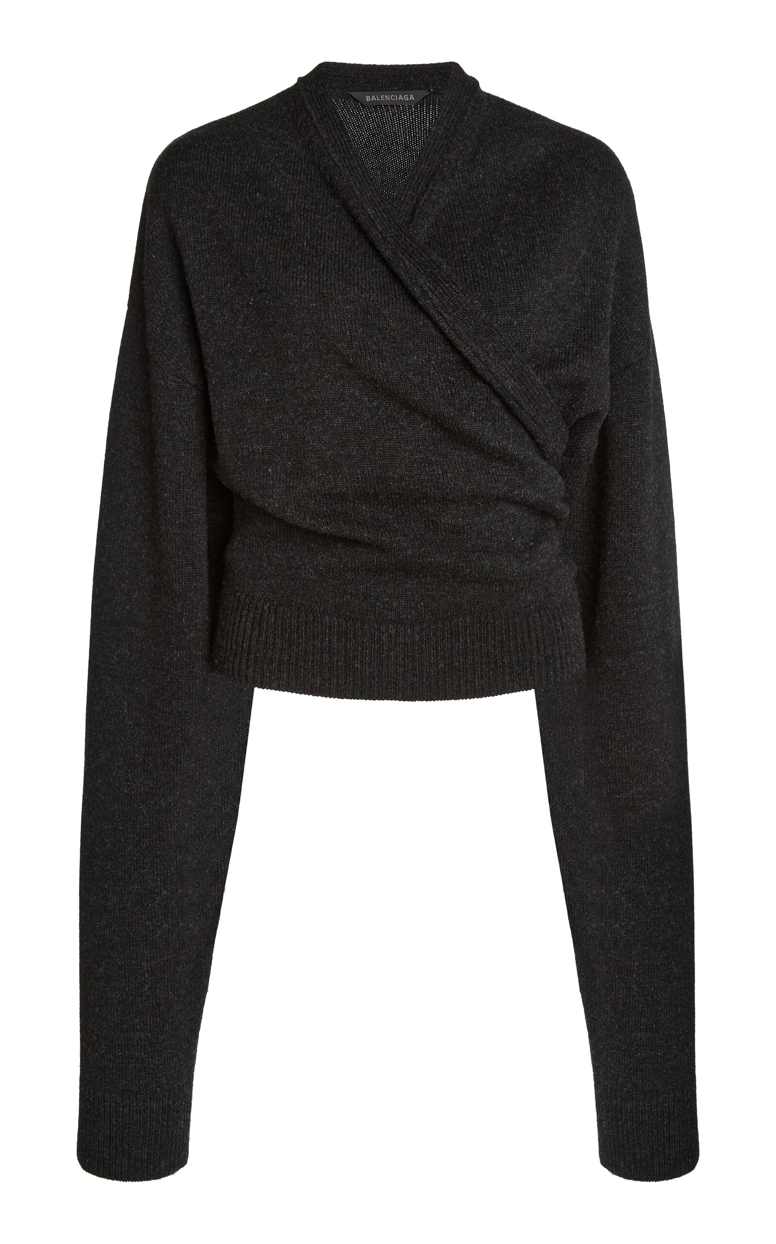 Balenciaga Wool Wrap Sweater In Grey