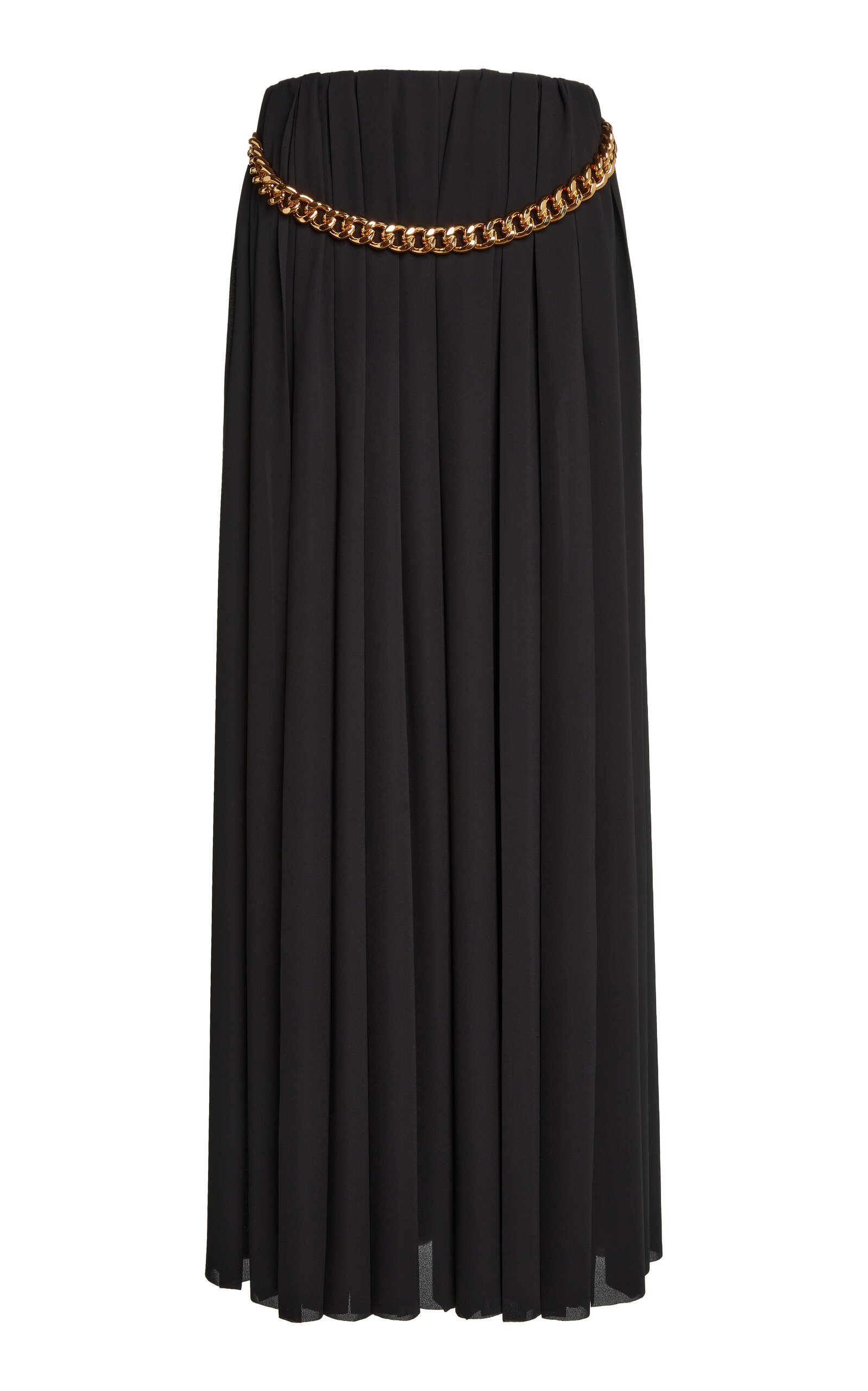 Balenciaga Belt-Detailed Pleated Crepe Maxi Skirt - Black