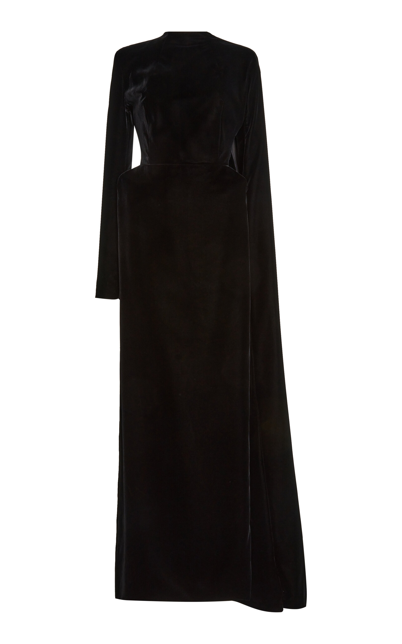 Balenciaga Hourglass Velvet Cape Gown - Black - Women's Clothing