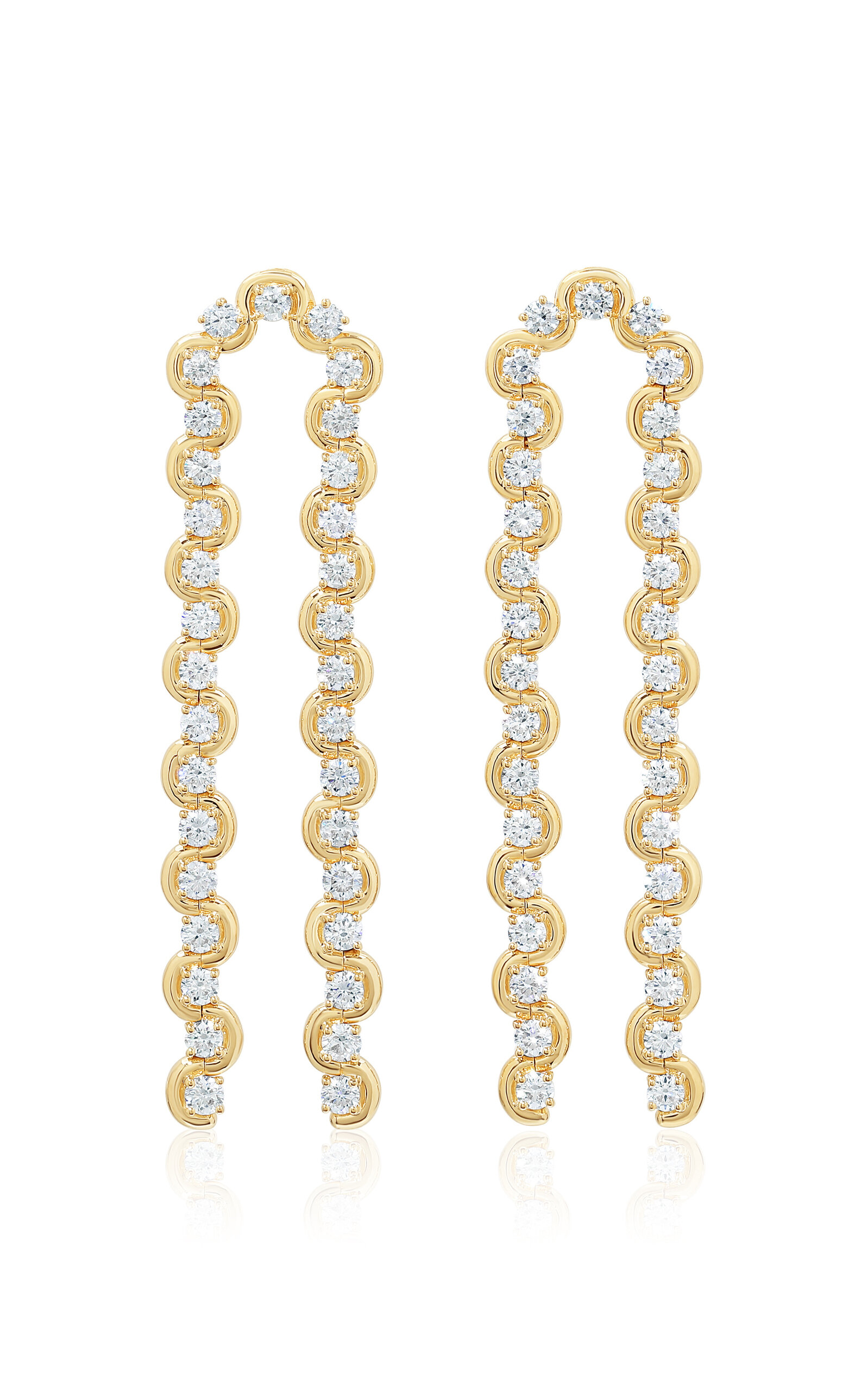 Shop State Property Edessa 18k Yellow Gold Diamond Arc Drop Earrings In White