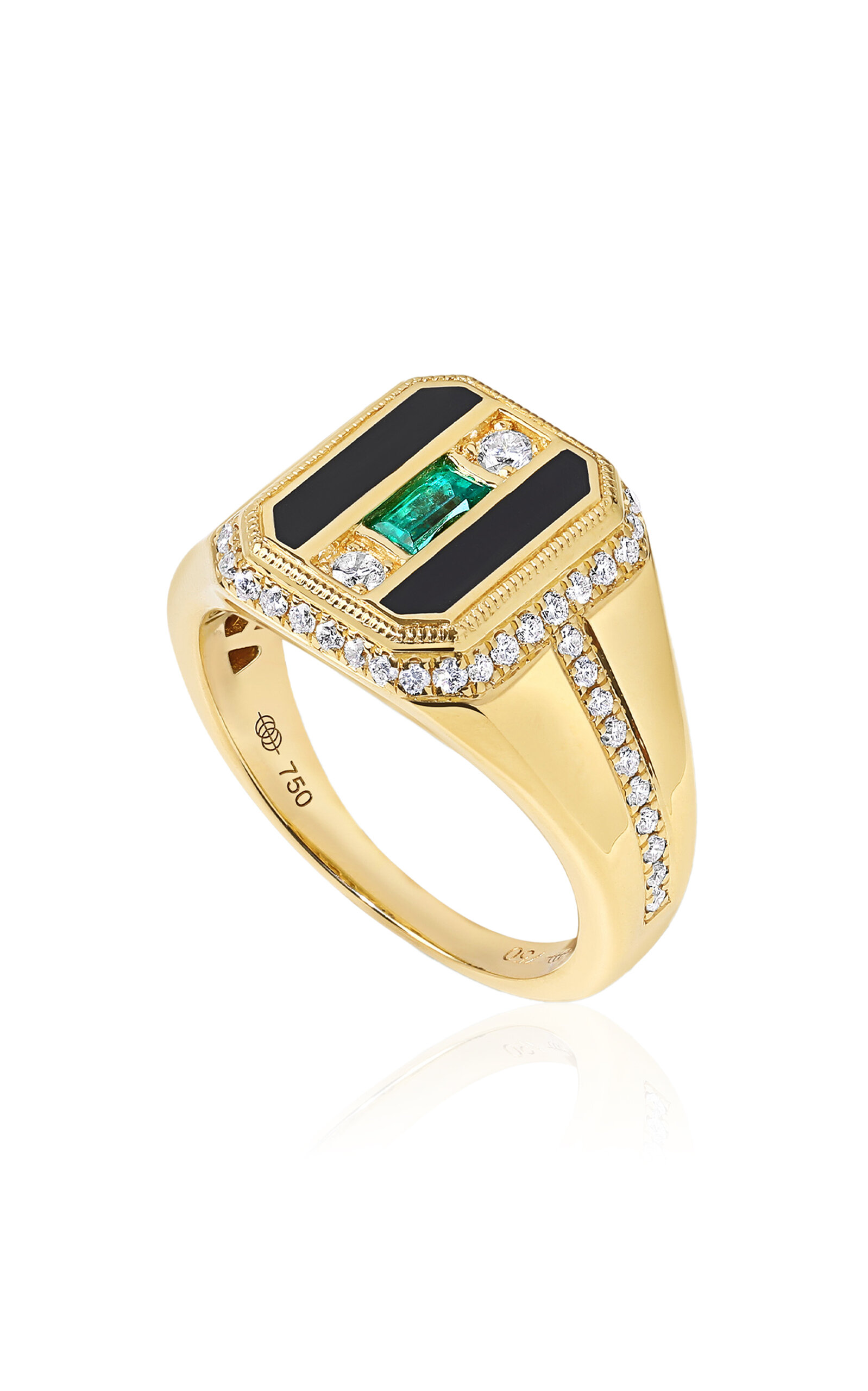 Miura Enchantress 18K Yellow Gold; Emerald; And Diamond Signet Ring