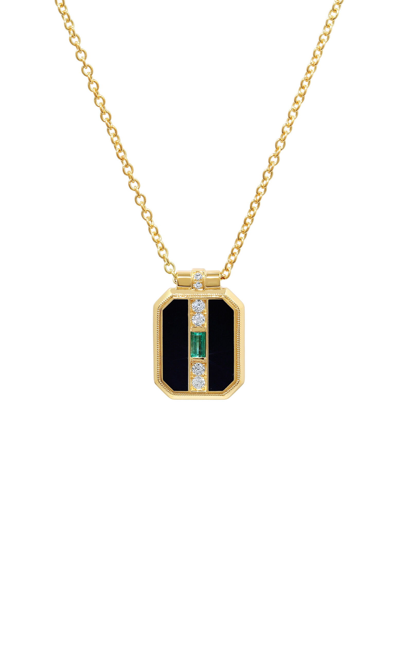Shop State Property Miura Enchantress 18k Yellow Gold; Emerald; And Diamond Necklace In Black
