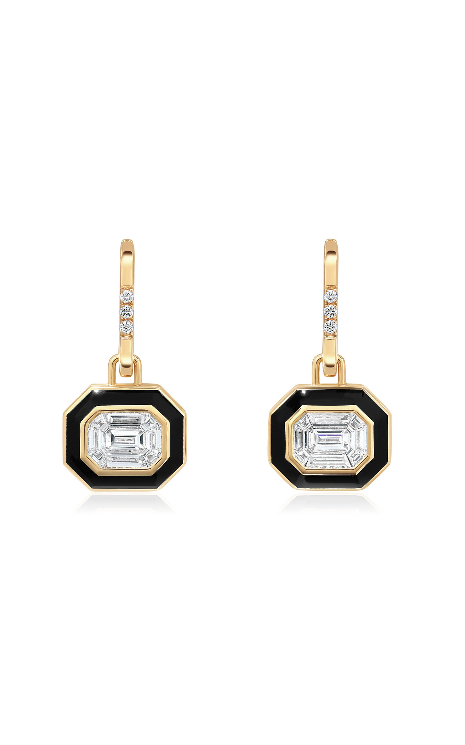 Shop State Property Cabot Minor 18k Yellow Gold; Emerald; And Diamond Drop Earrings In Black