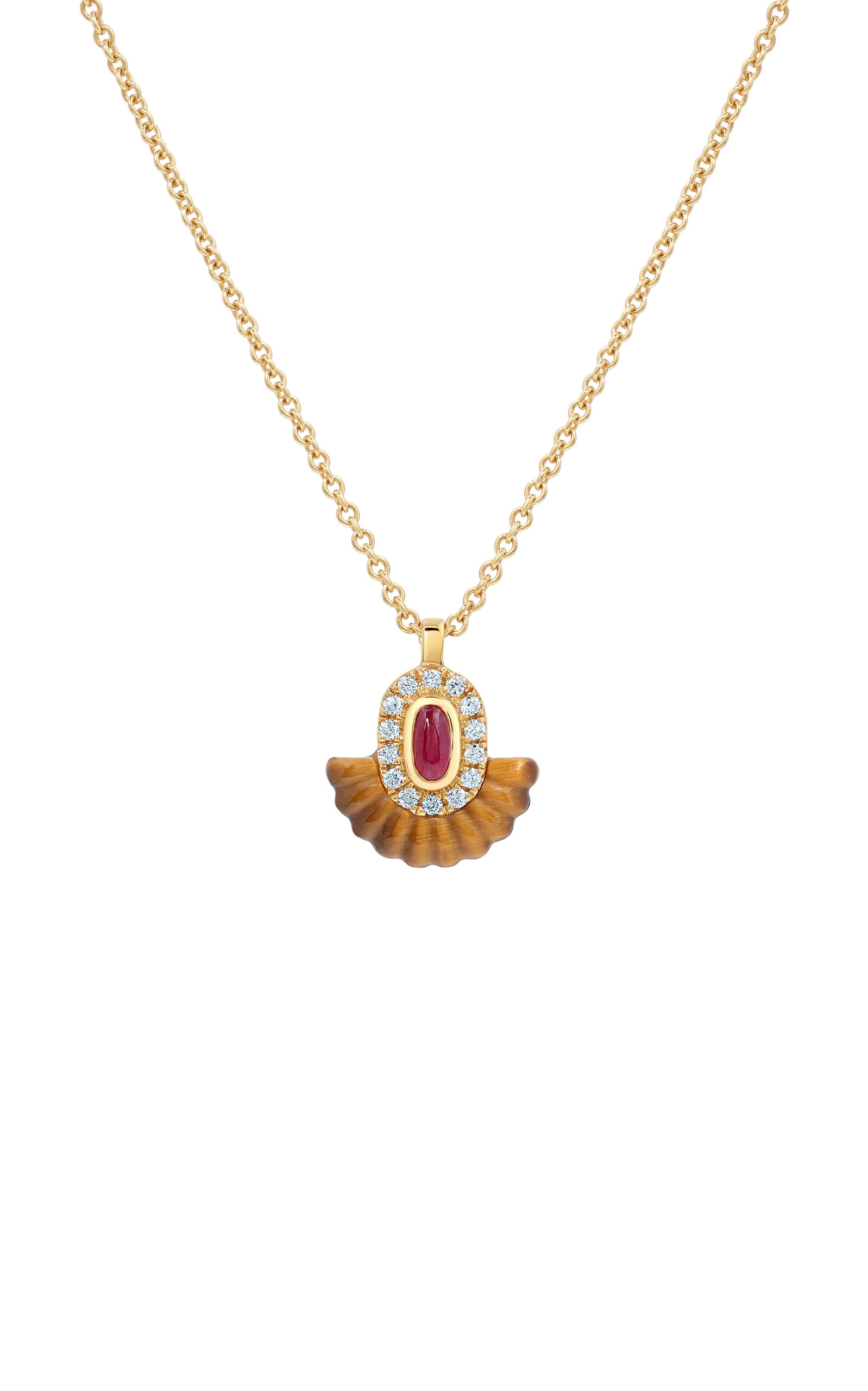 Shop State Property Alara Tigerlily 18k Yellow Gold Multi-stone Necklace In Brown