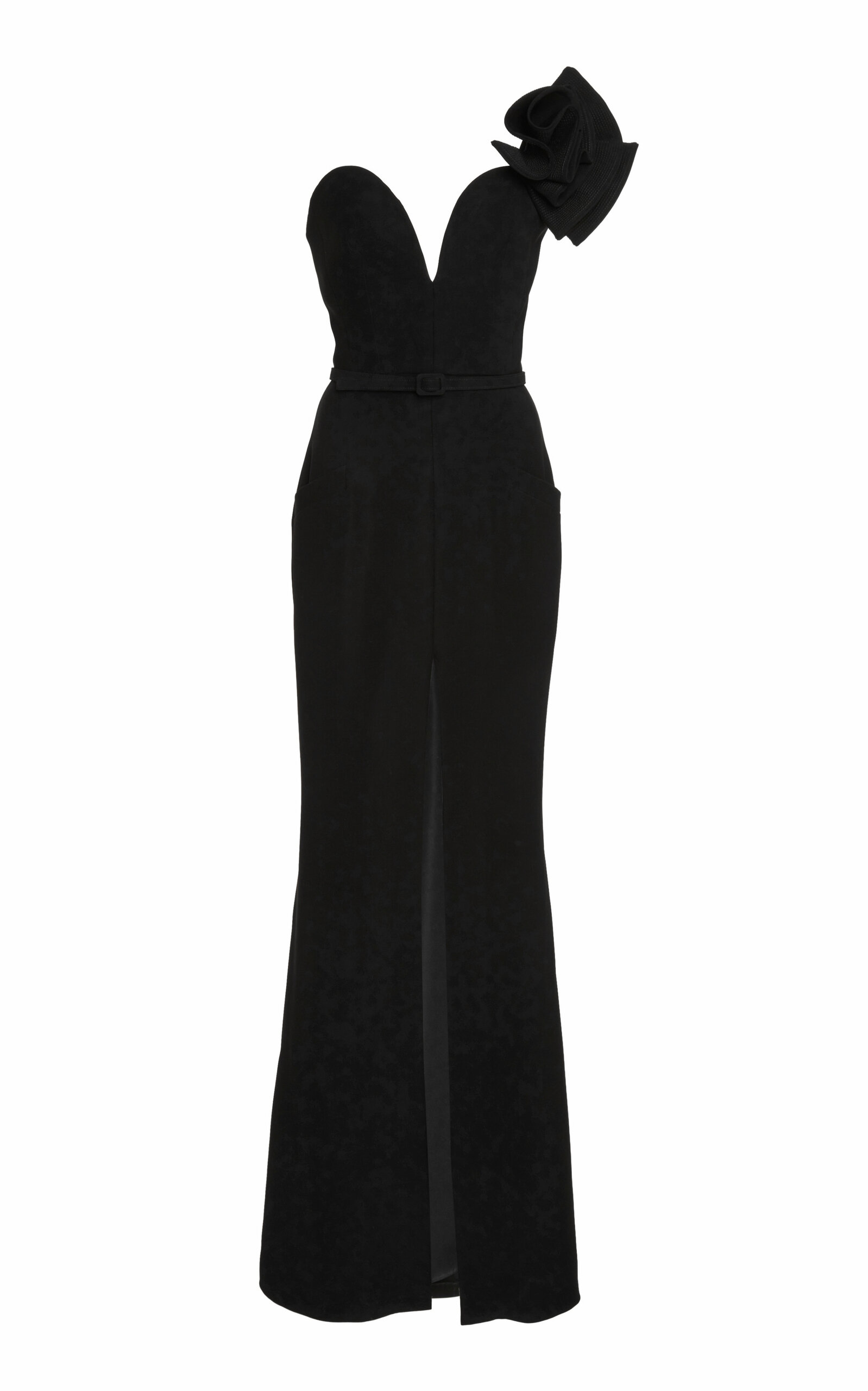 Zuhair Murad Sweetheart Cady One-shoulder Maxi Dress In Black