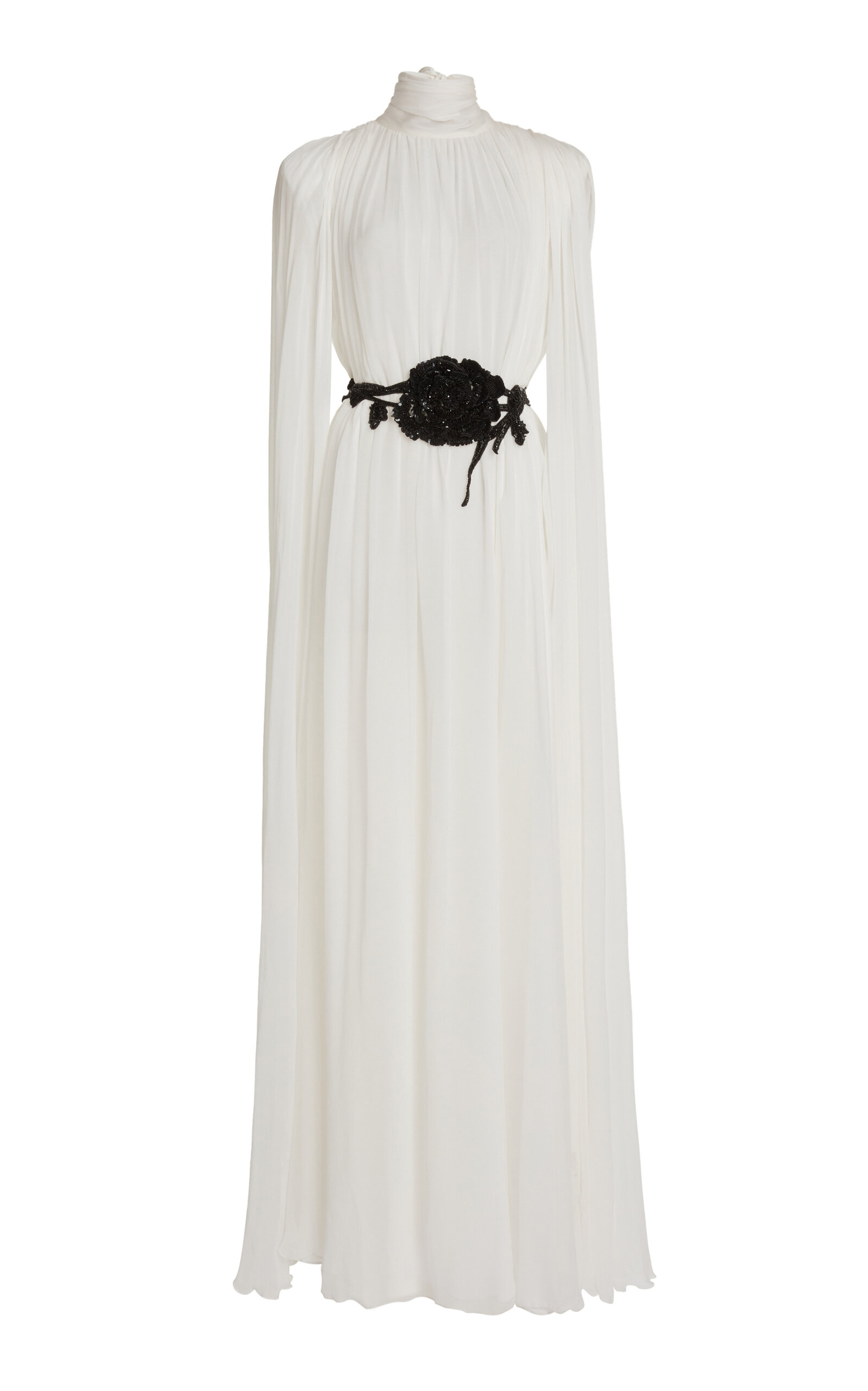 Zuhair Murad Cape-detailed Silk Chiffon Maxi Dress In White
