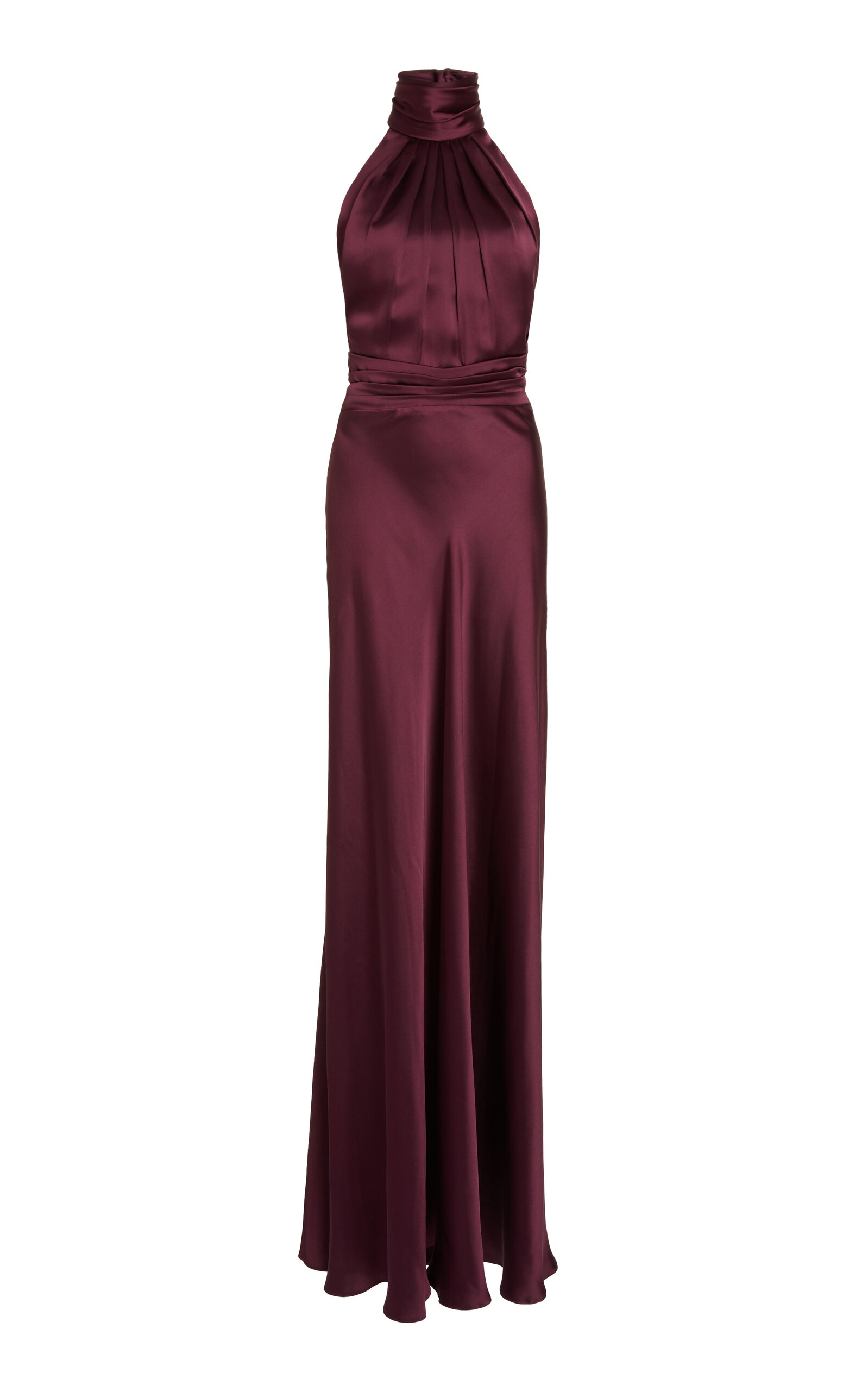 zuhair murad burgundy dress cocorocha wears a burgundy taffeta gown with an asymmetrical draped neckline from the #ZuhairMuradRTW Fall 2024 to the Chaumet event in Venice. #ZuhairMurad #ZuhairMuradRTW
