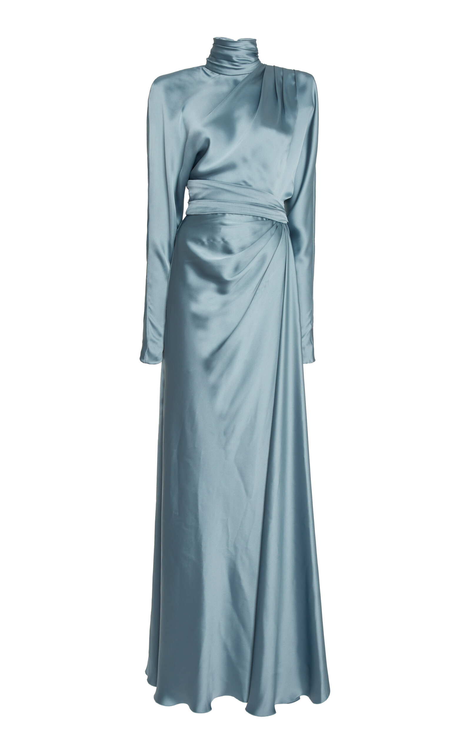 Zuhair Murad Draped Batwing Satin Maxi Dress In Light Blue | ModeSens Zuhair Murad Draped Batwing Satin Maxi Dress In Light Blue | ModeSens