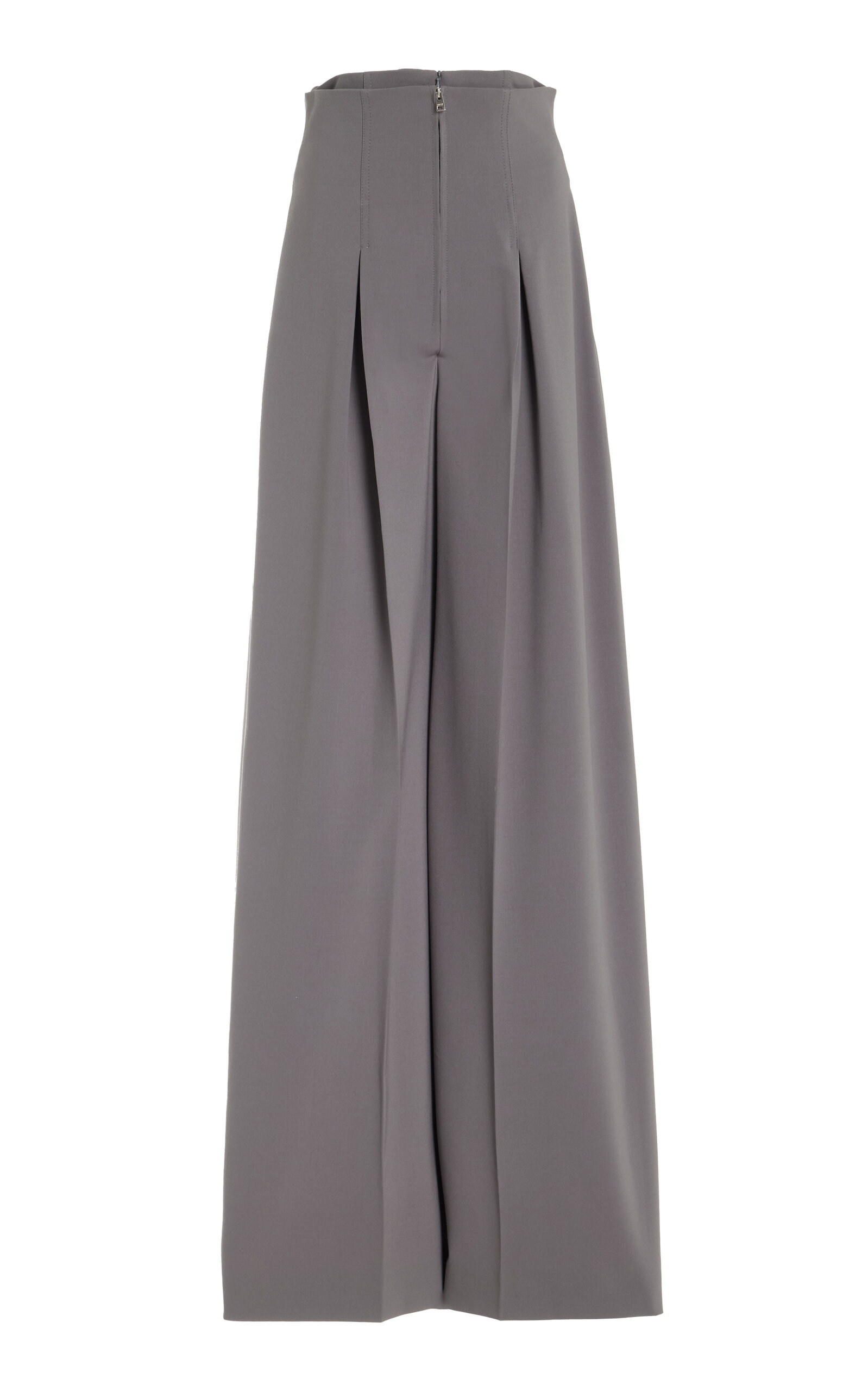 Corset-Waist Wool-Blend Wide-Leg Pants