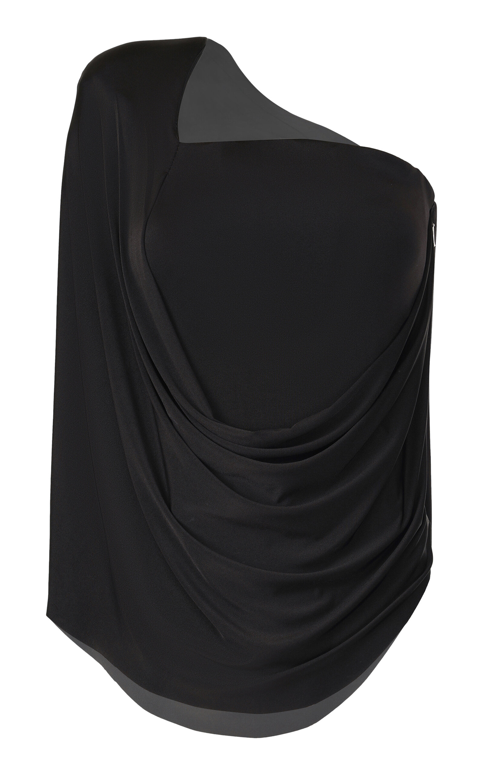 Gaurav Gupta One-Shoulder Draped Jersey Top - Black