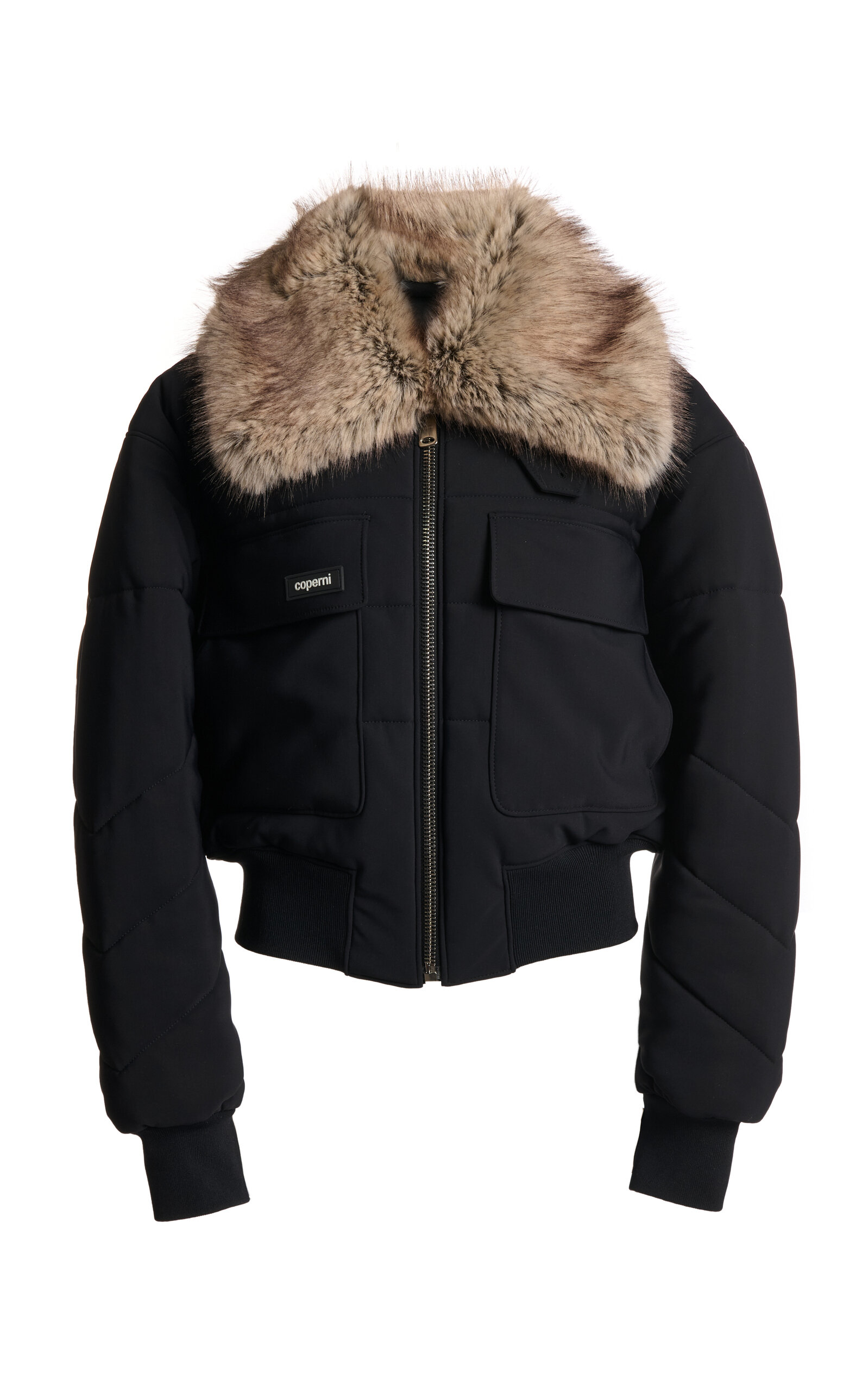 Coperni Faux-fur-trimmed Bomber Jacket In Black