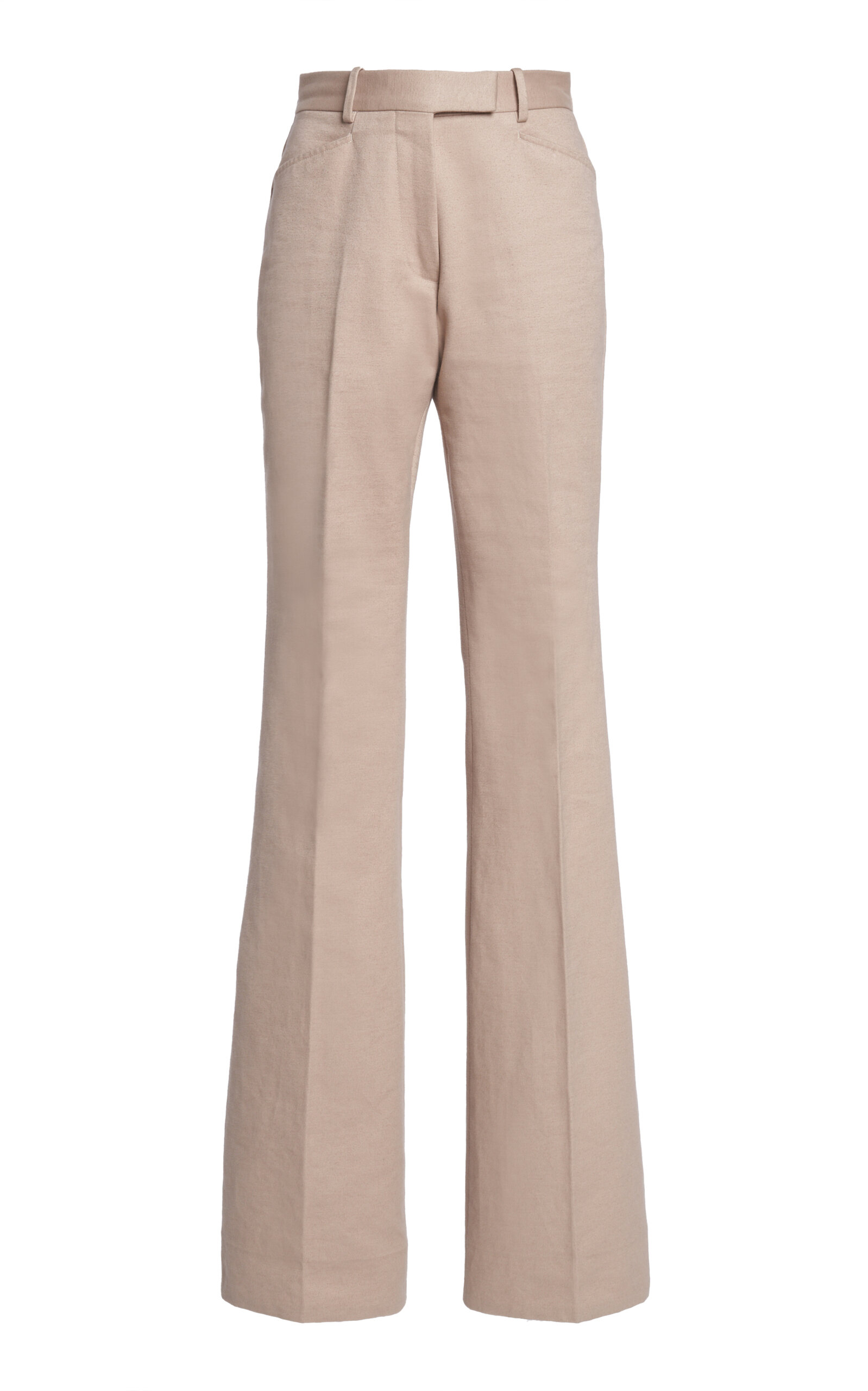 Tom Ford Pleated Cotton-moleskin Wide-leg Pants In Ivory
