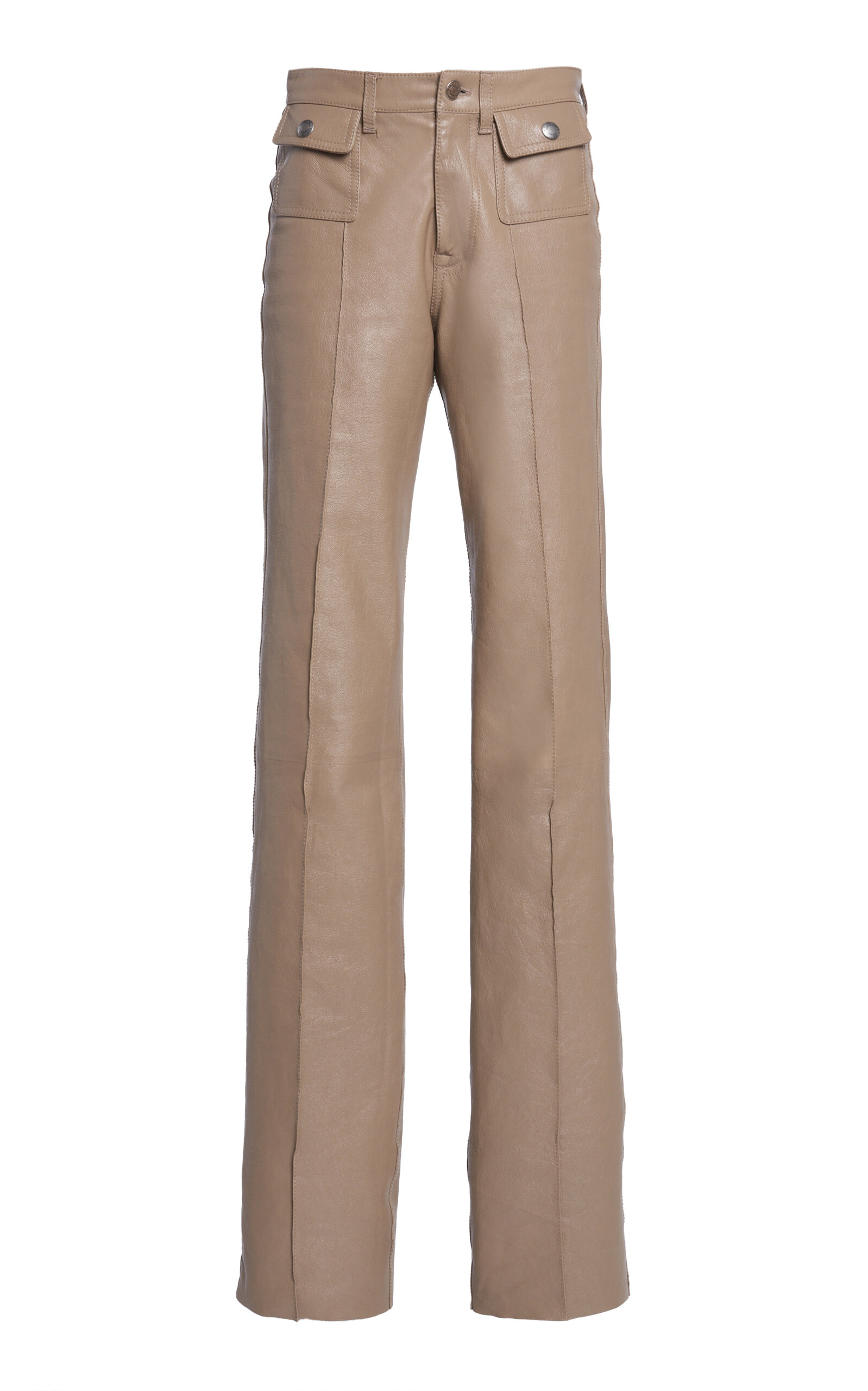 Tom Ford Patch-pocket Leather Wide-leg Pants In Neutral