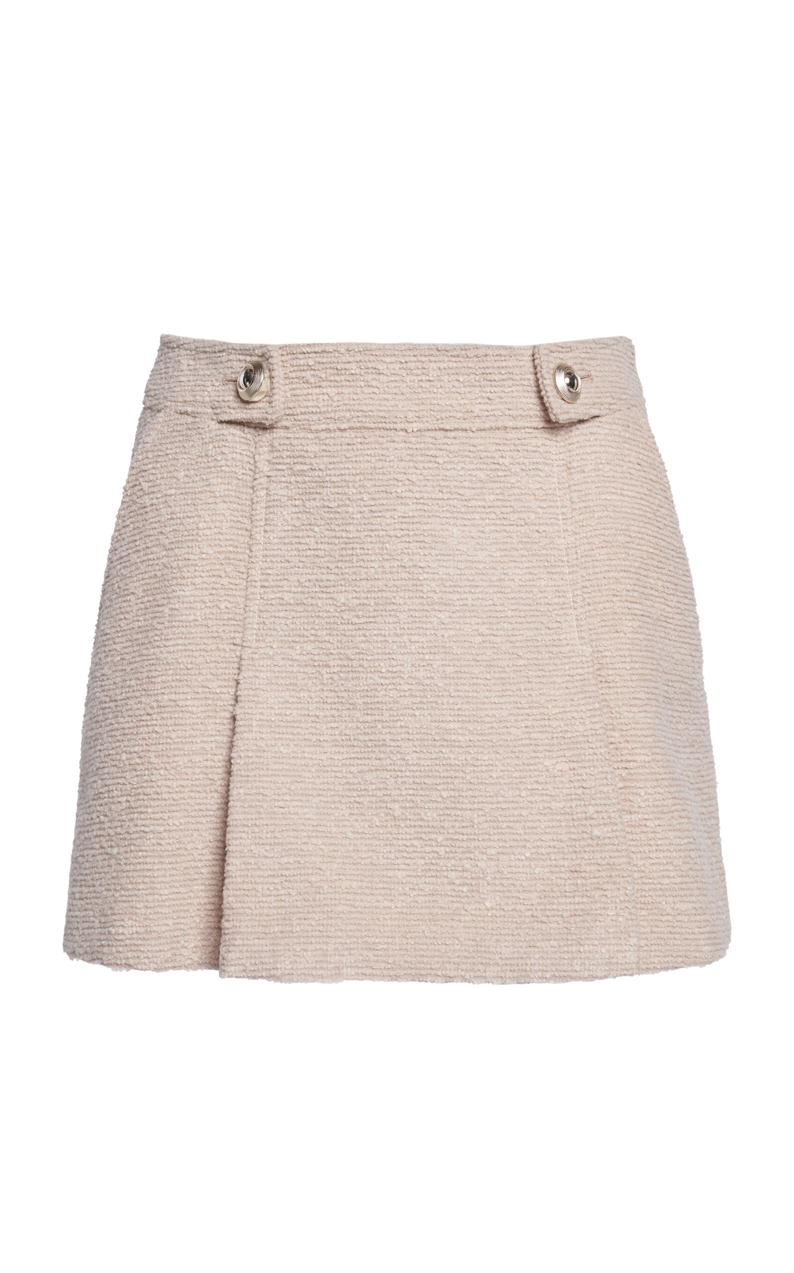 Pleated Wool-Bouclé Mini Skirt