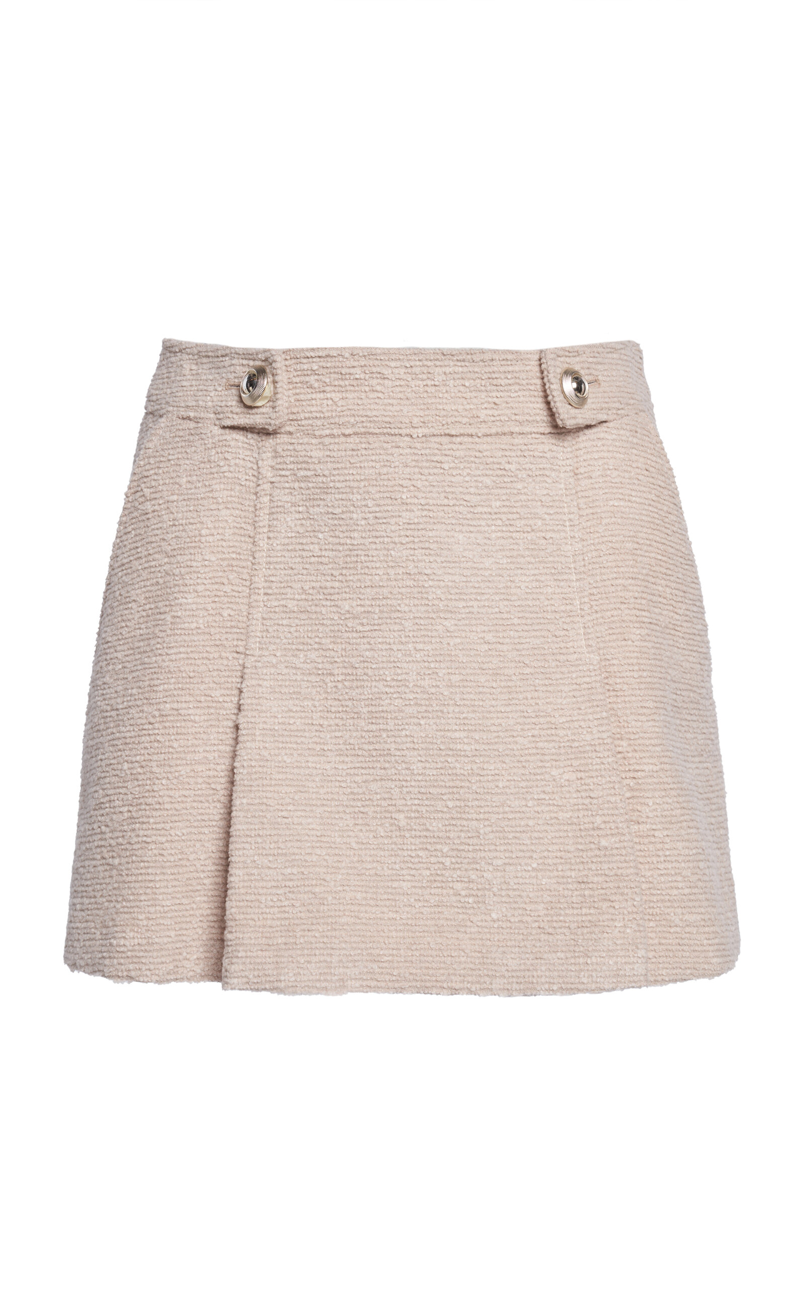 Tom Ford Pleated Wool-bouclé Mini Skirt In Nude