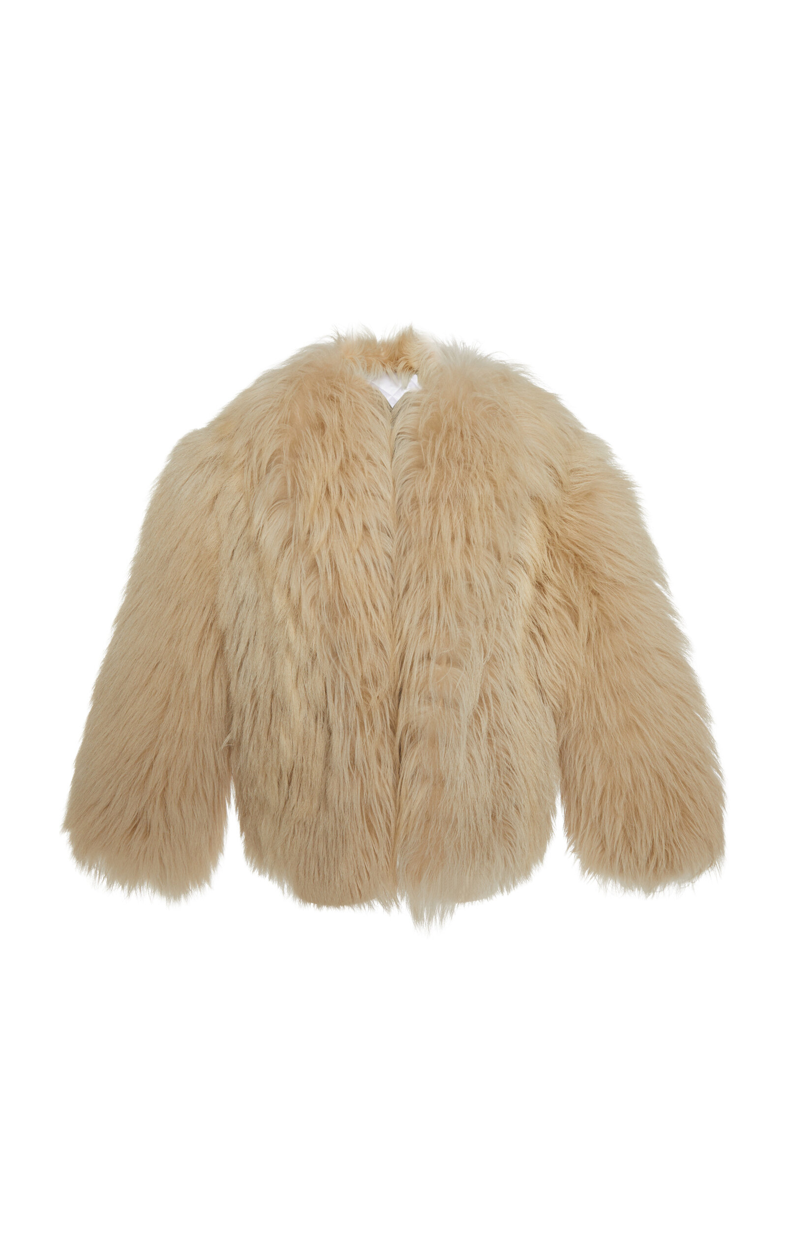 Tom Ford Oversized Goat Fur Jacket In Neutral