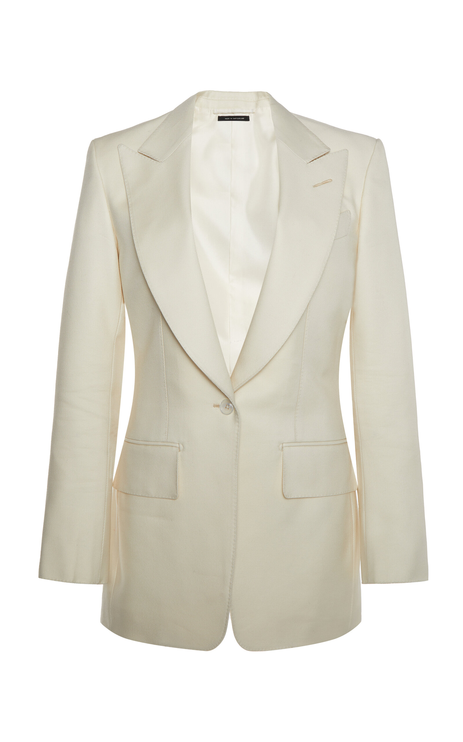 Tom Ford Single-breasted Wool-silk Twill Blazer In Off-white