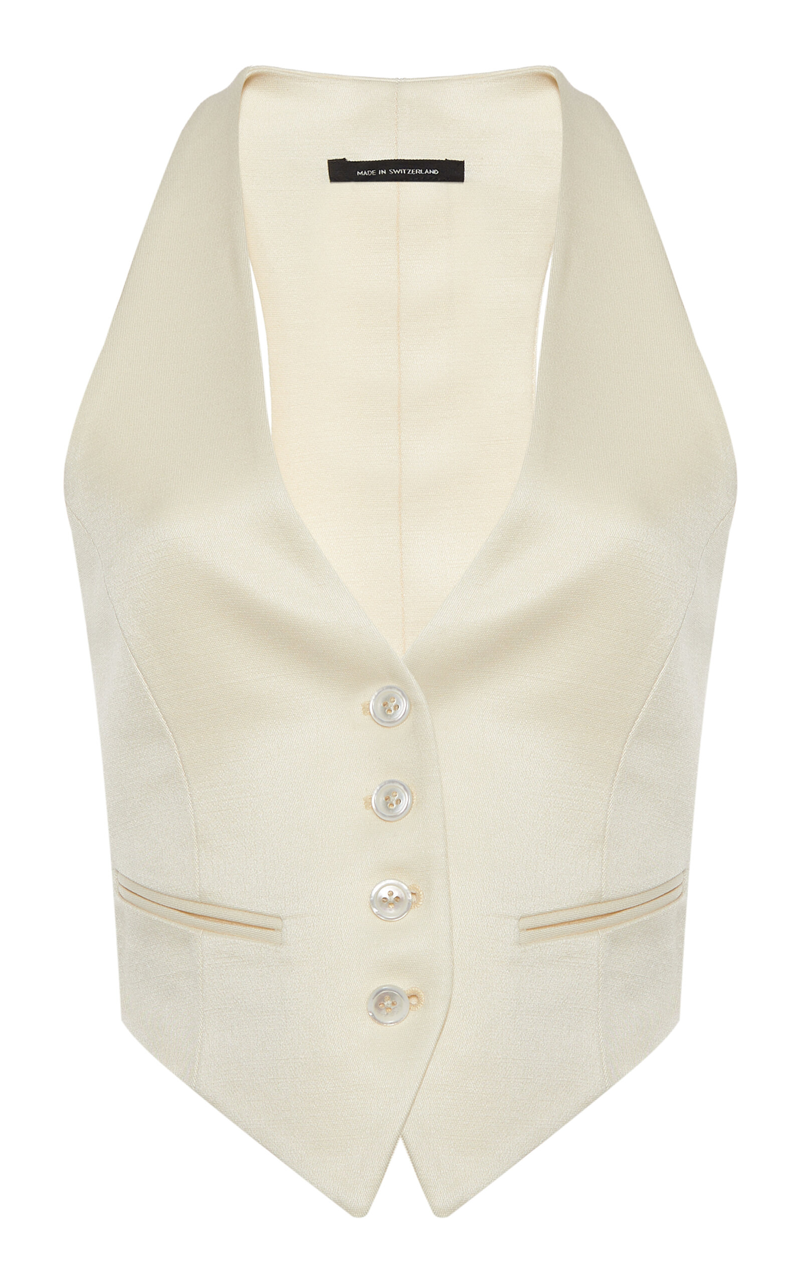 Tom Ford Pinstripe Wool-silk Waistcoat In White
