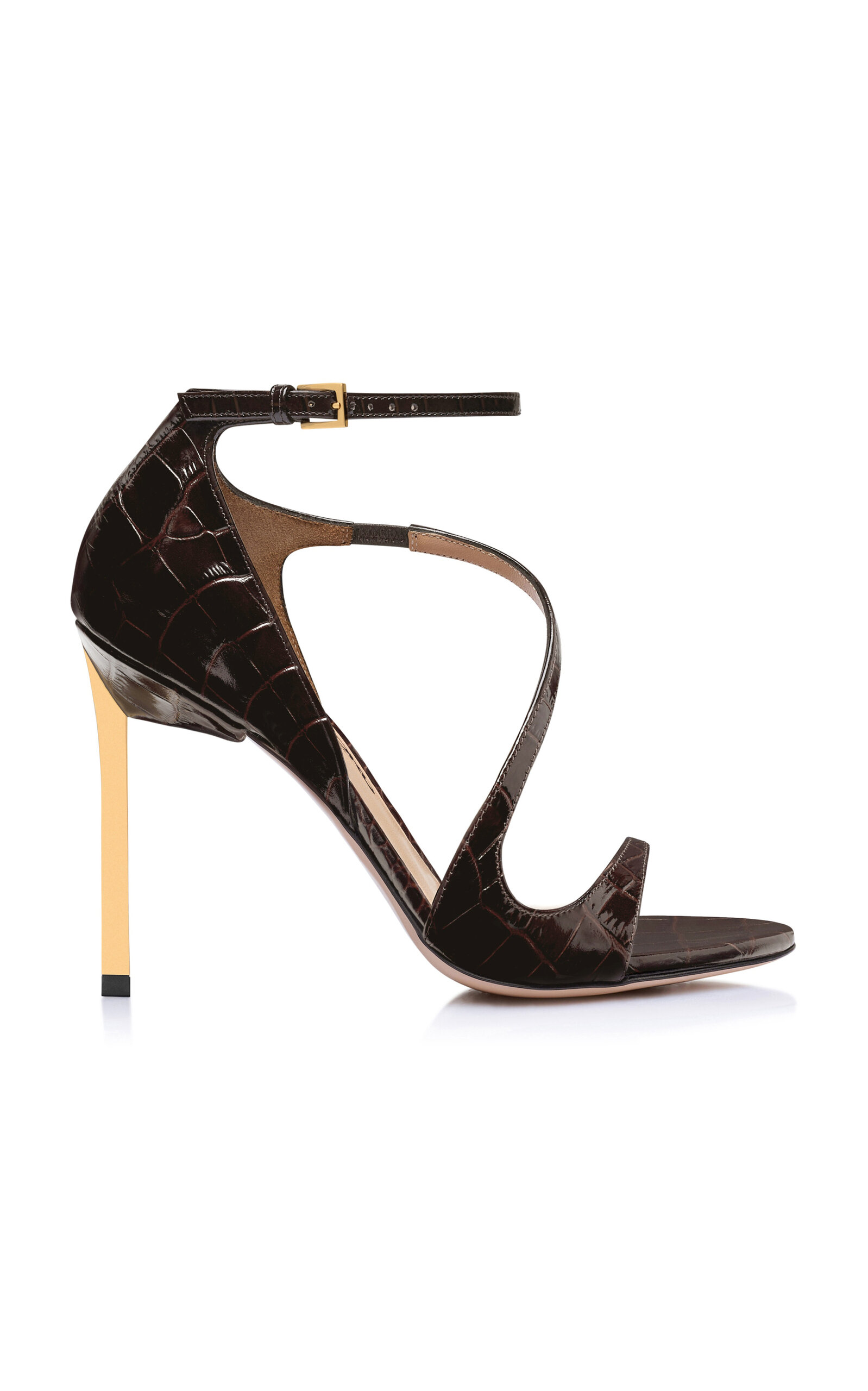 Tom Ford Newton Croc-effect Leather Sandals In Brown