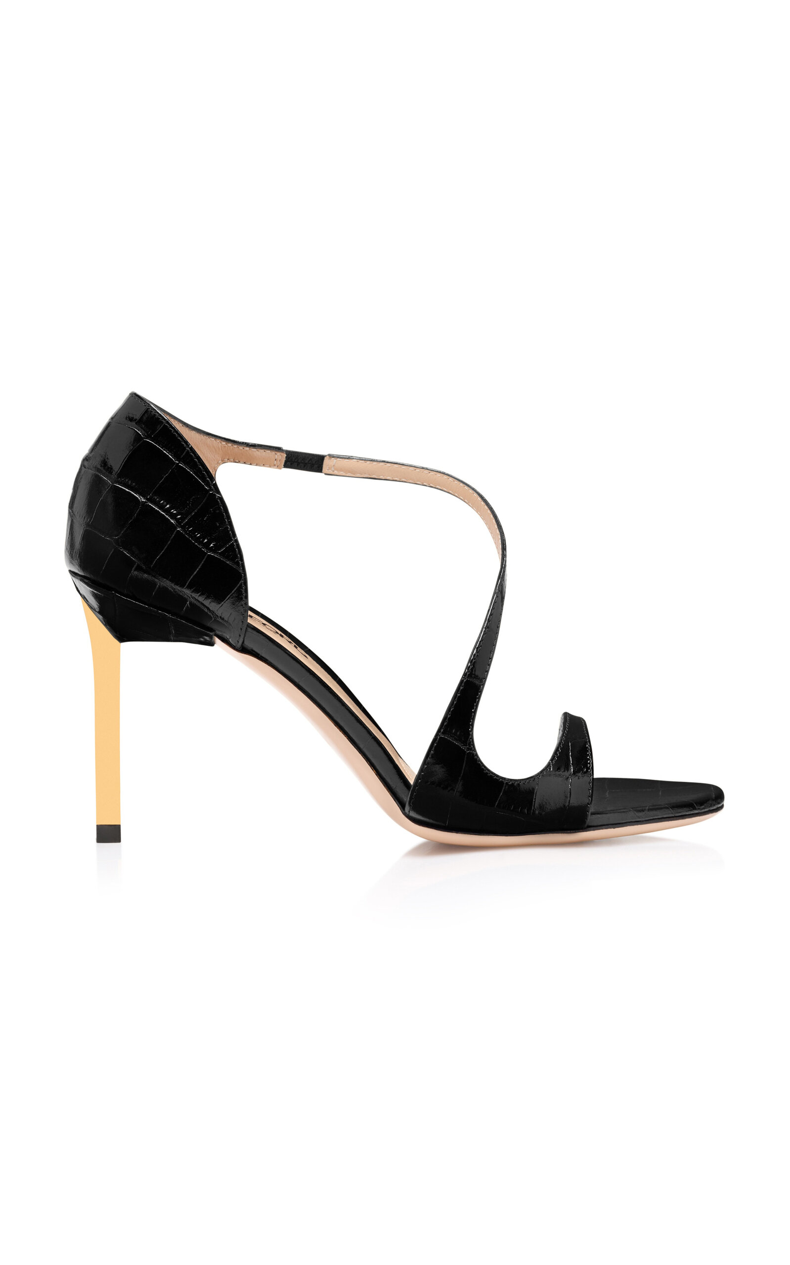 Tom Ford Newton Croc-effect Leather Sandals In Black