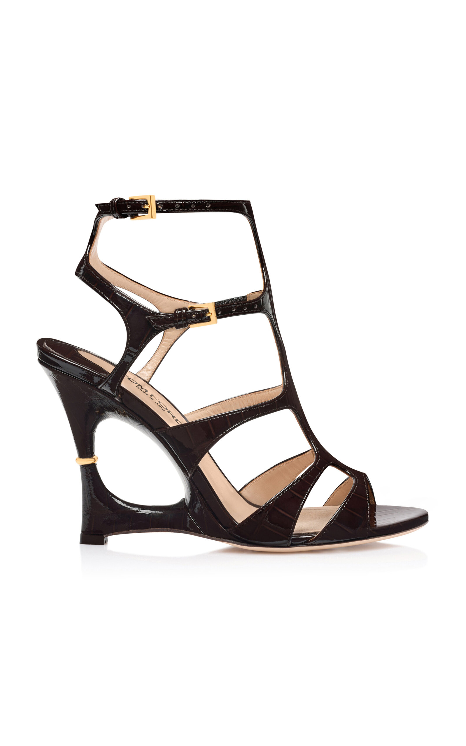 Tom Ford Paradis Croc-effect Leather Cage Sandals In Brown