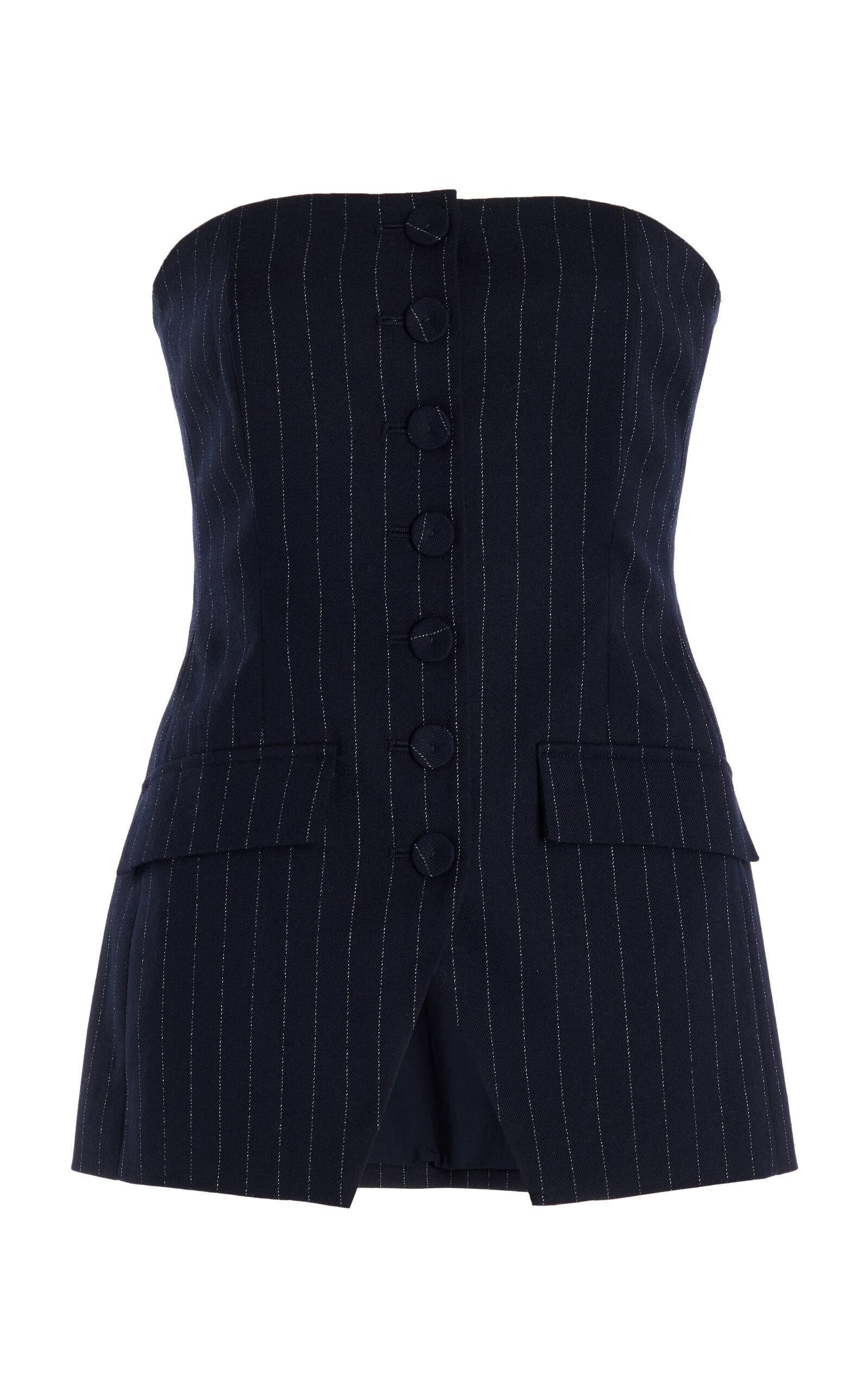 Favorite Daughter The Phoebe Pinstroped Bustier Top - Navy
