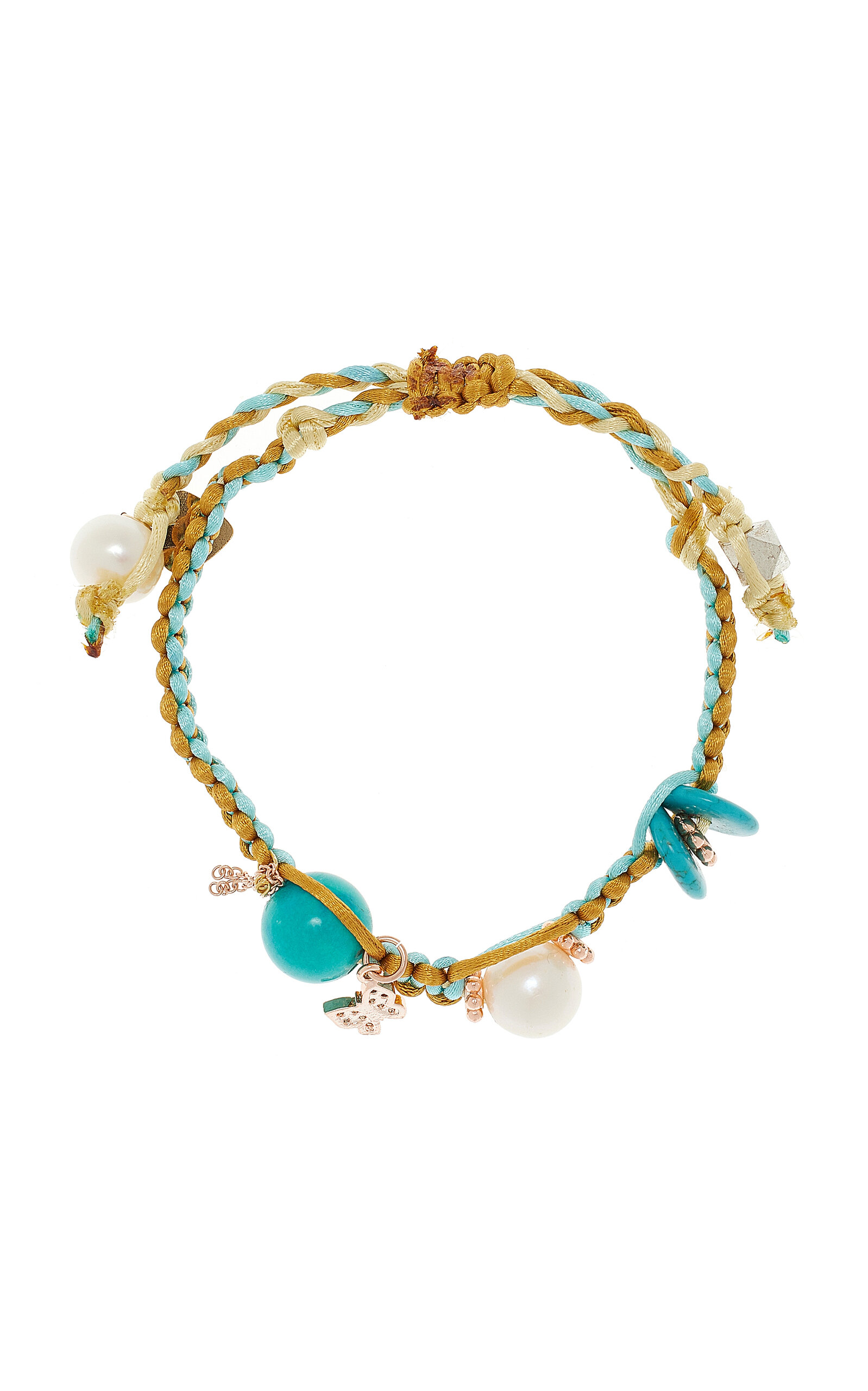 Joie Digiovanni Turquoise Sunrise Knotted Silk Bracelet In Gold