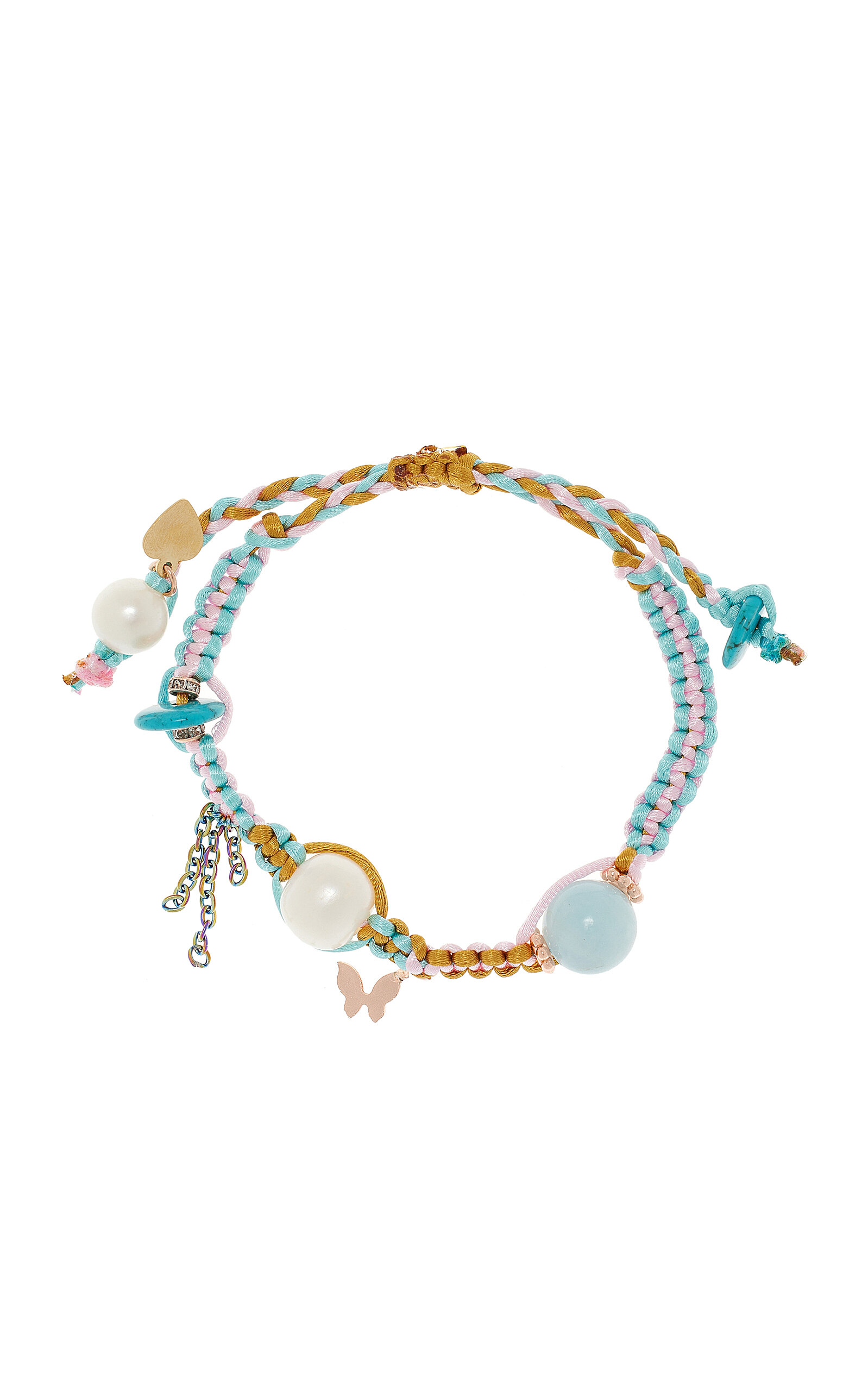 Joie Digiovanni Spring Magic Knotted Silk Multi-stone Bracelet In Gold