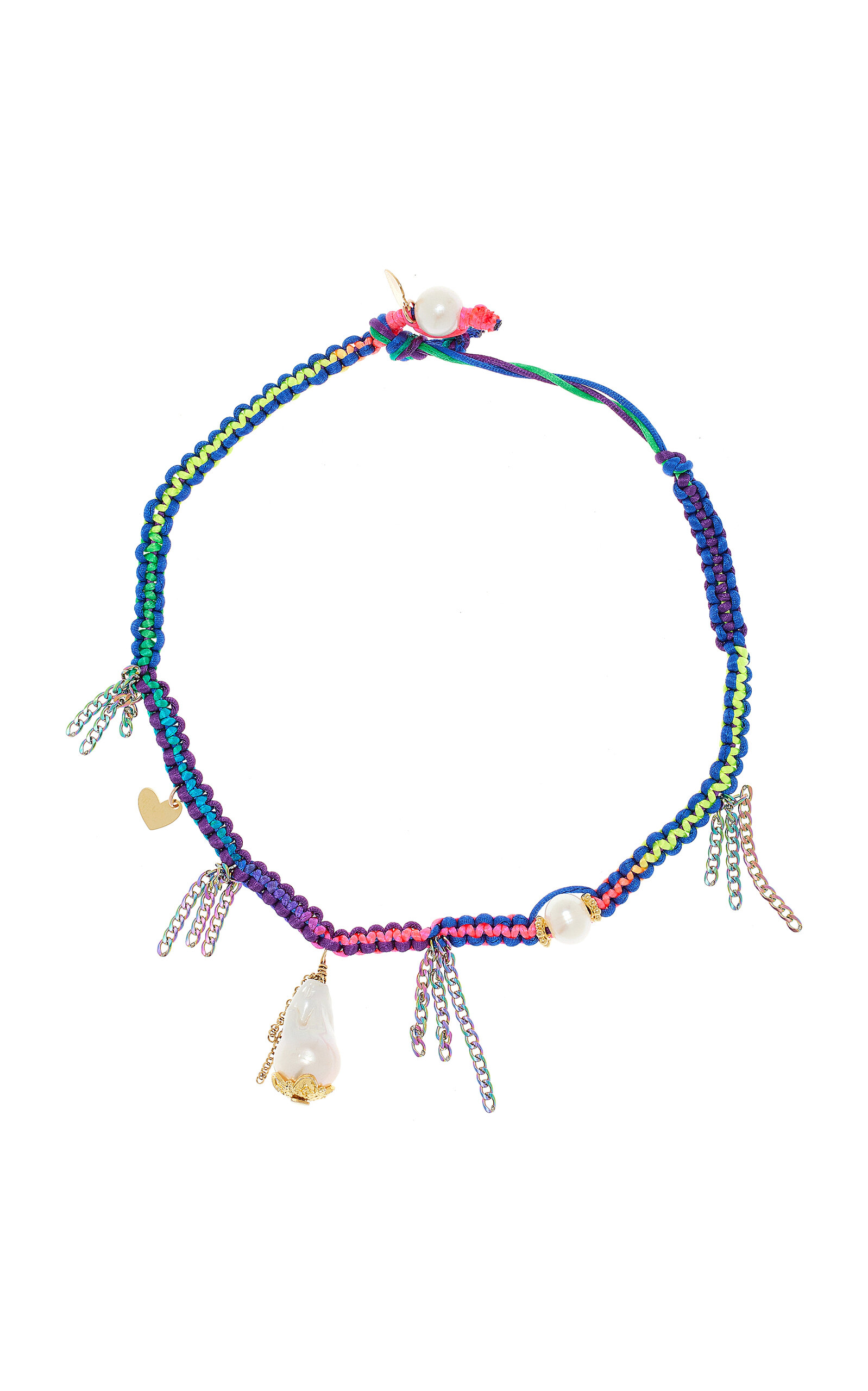 Shop Joie Digiovanni Tropical Rainbow Knotted Silk Pearl Necklace In Multi