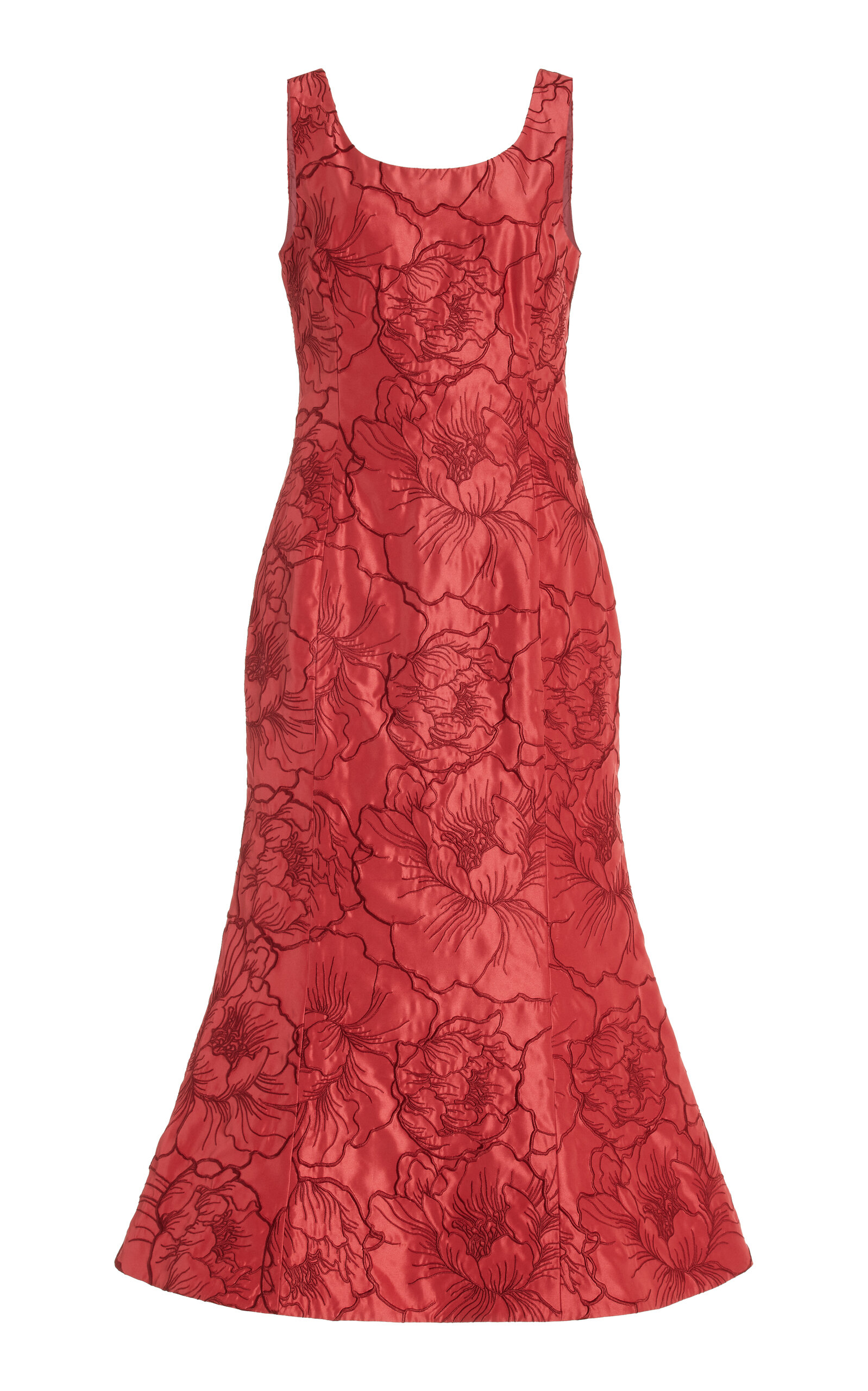 LEO LIN DAPHNE EMBROIDERED MIDI DRESS