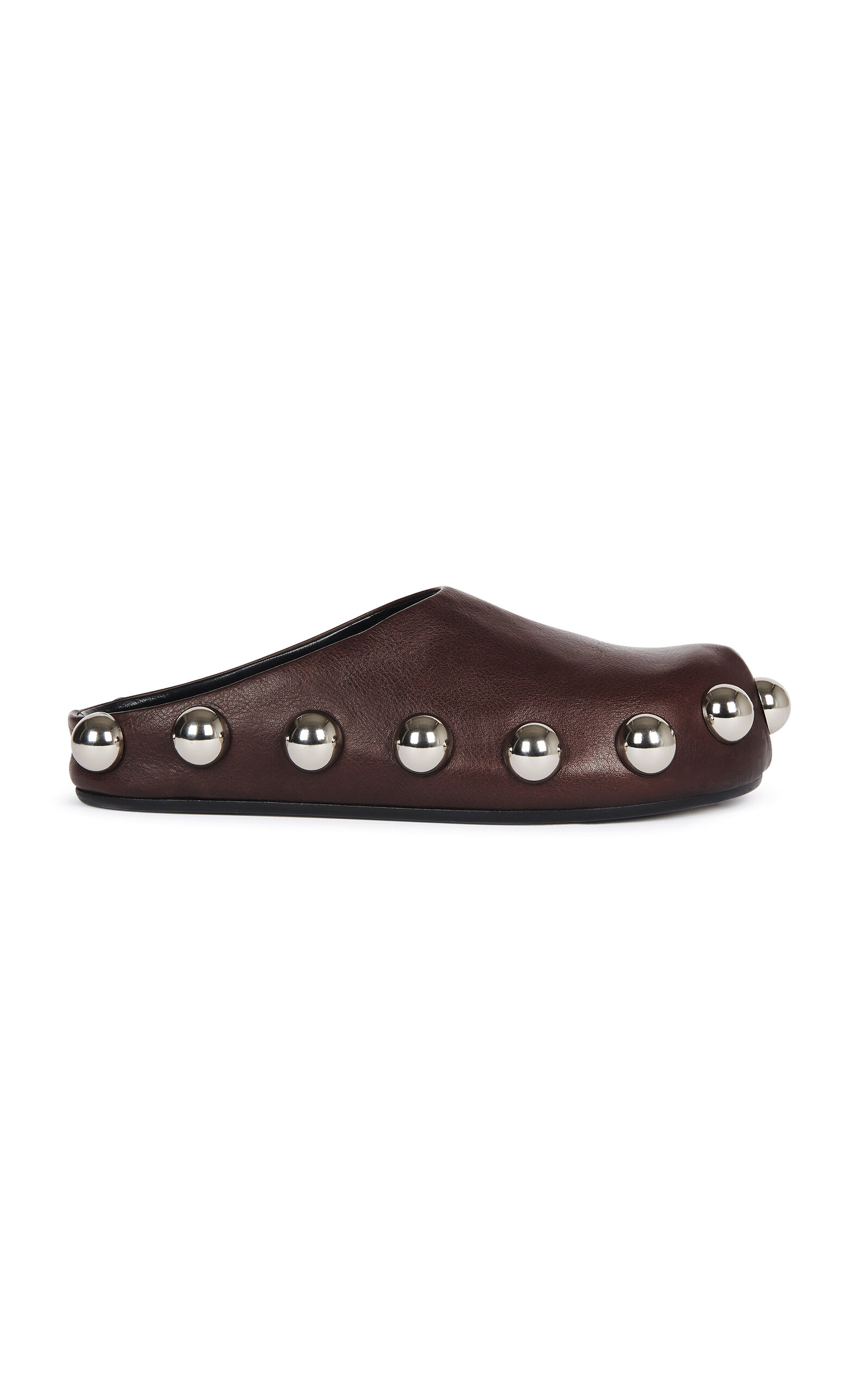 A.W.A.K.E. MODE Gabi Stud-Embellished Leather Clogs - Brown