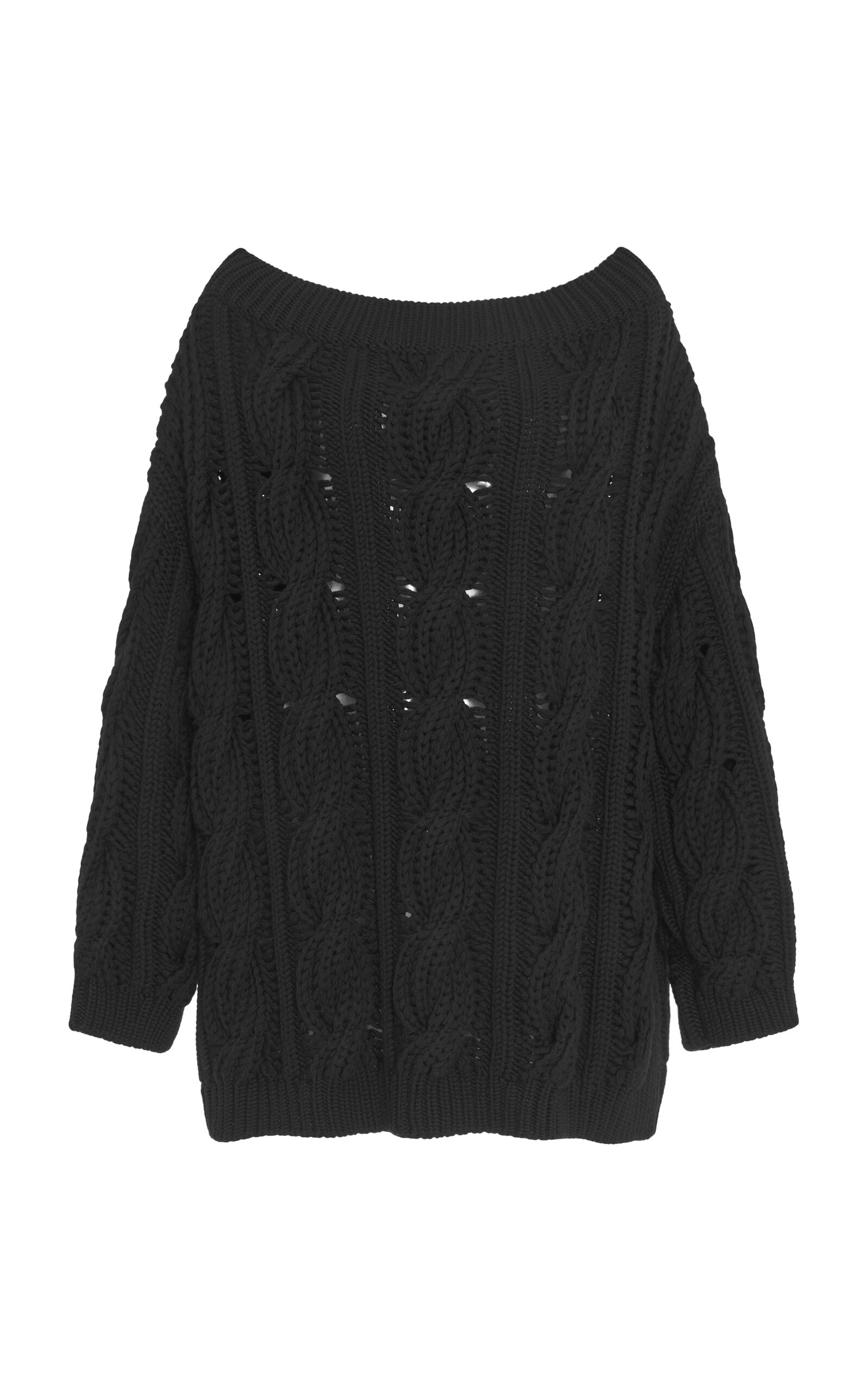 Valentino Off-the-shoulder Virgin-wool Sweater In Black