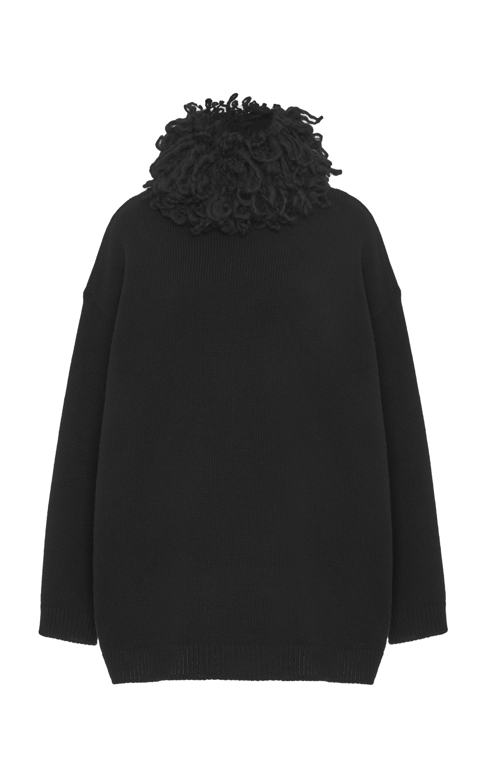 Valentino Fringled Virgin-wool Turtleneck Sweater In Black