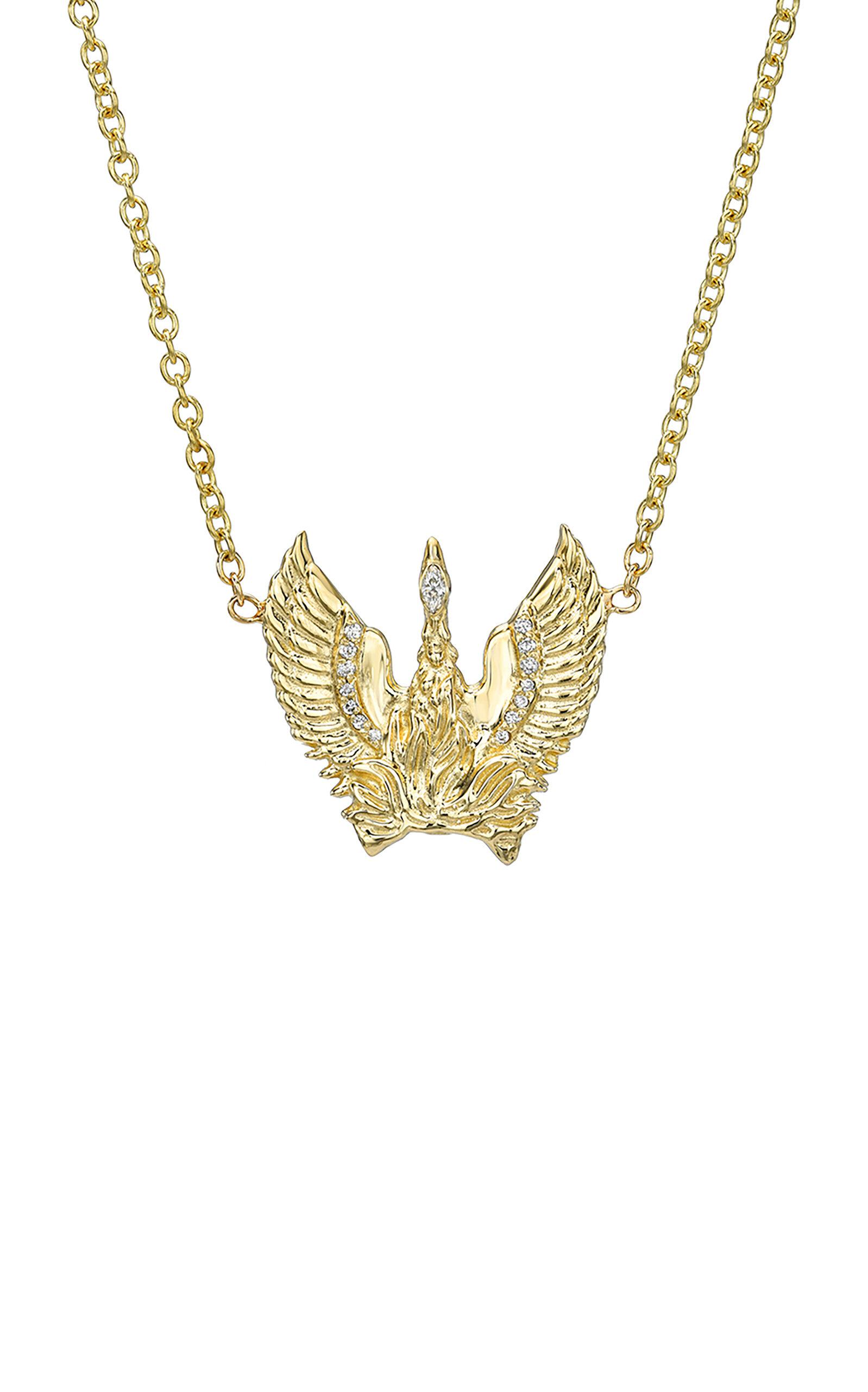Shop Dru Baby Phoenix Rising 14k Gold Diamond Necklace