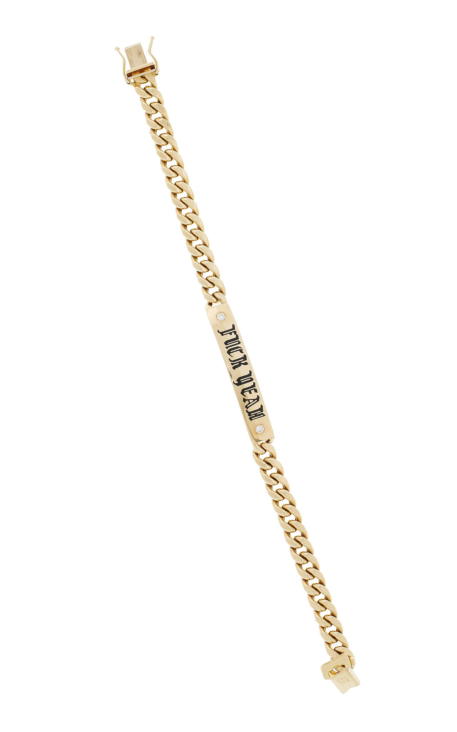 Shop Dru F*** Yeah Id 14k Yellow Gold Diamond Bracelet