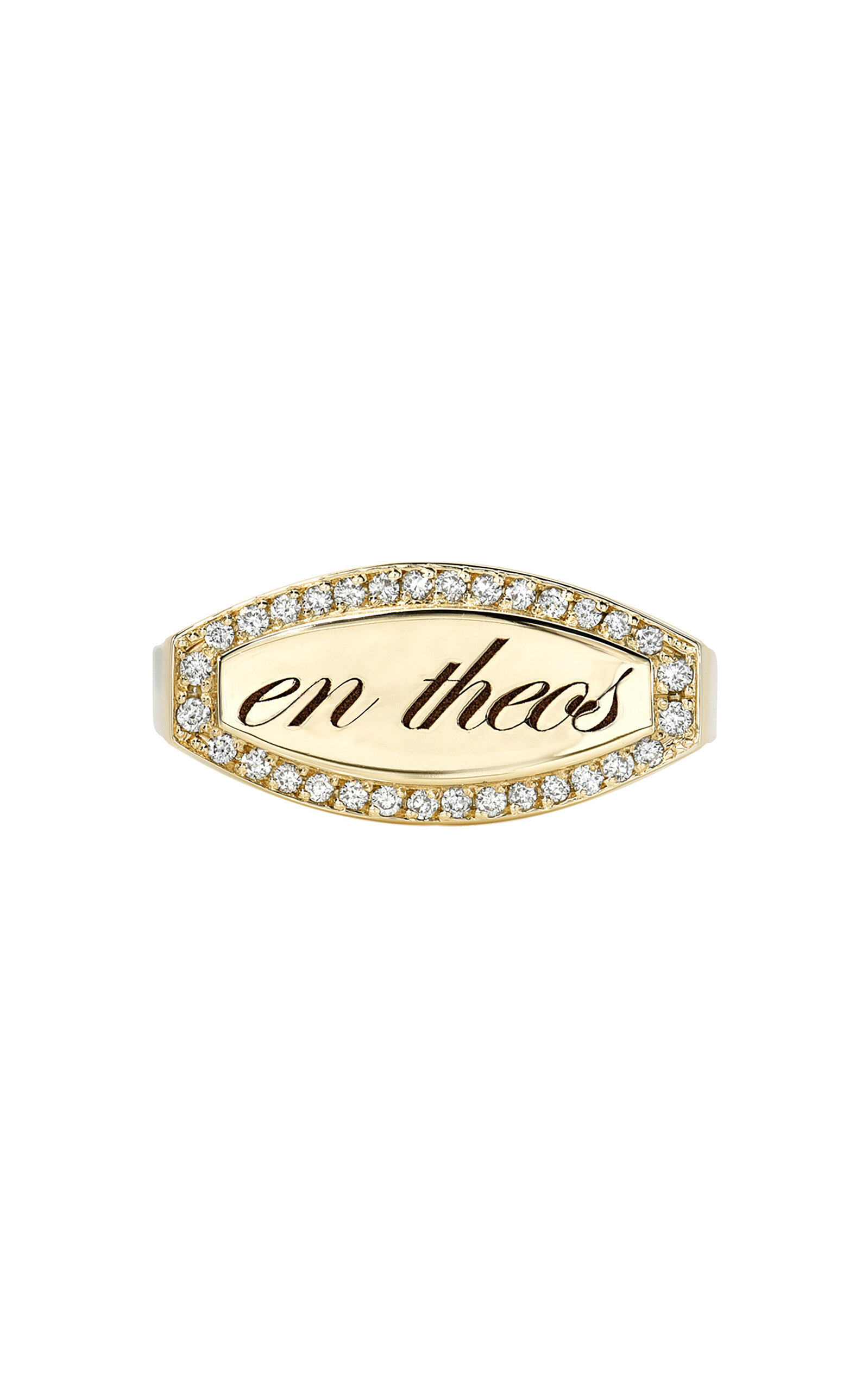 Shop Dru En Theos Felix 14k Yellow Gold Diamond Signet Ring