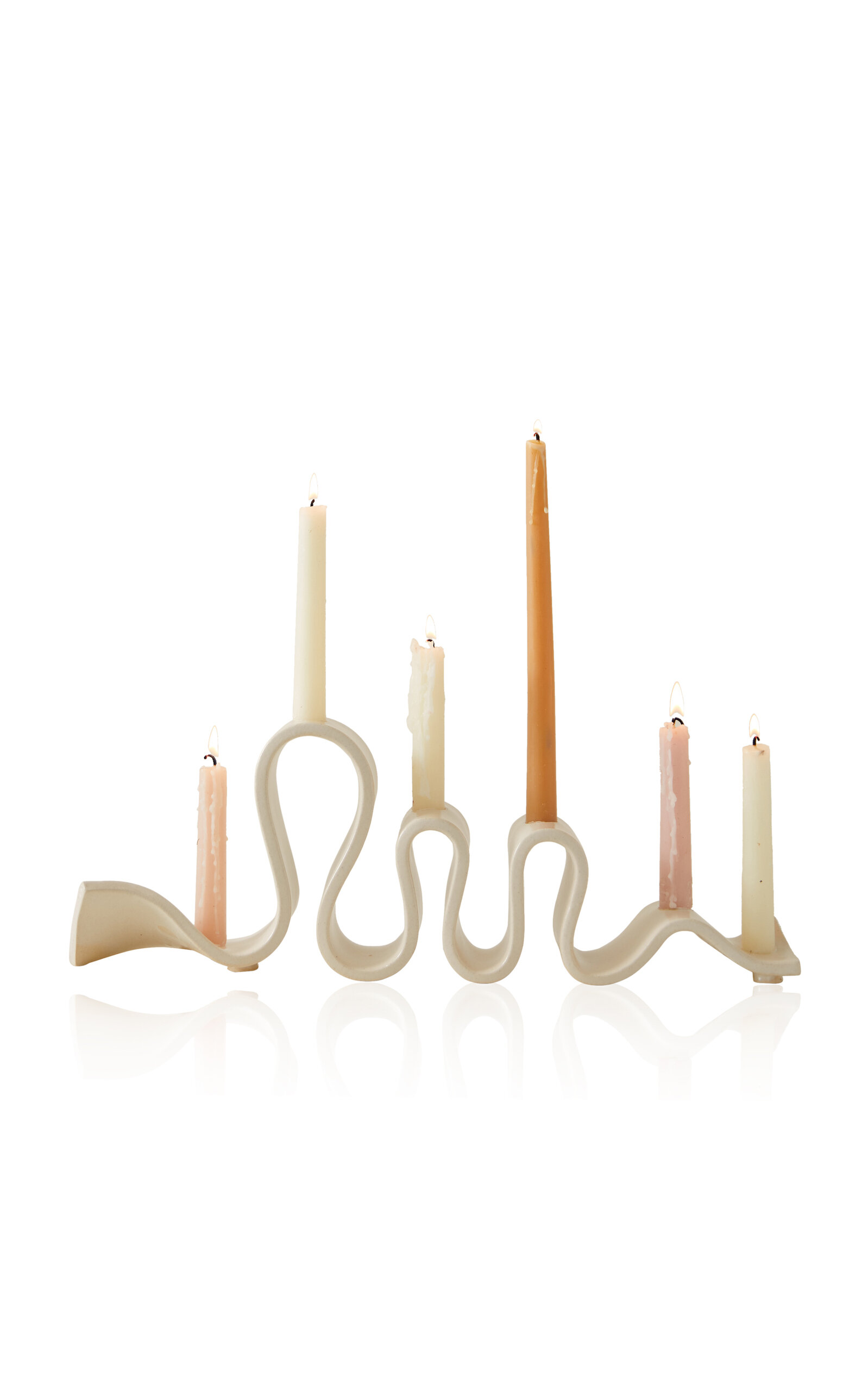 Sin Weylyn Ceramic Candelabra In Off-white