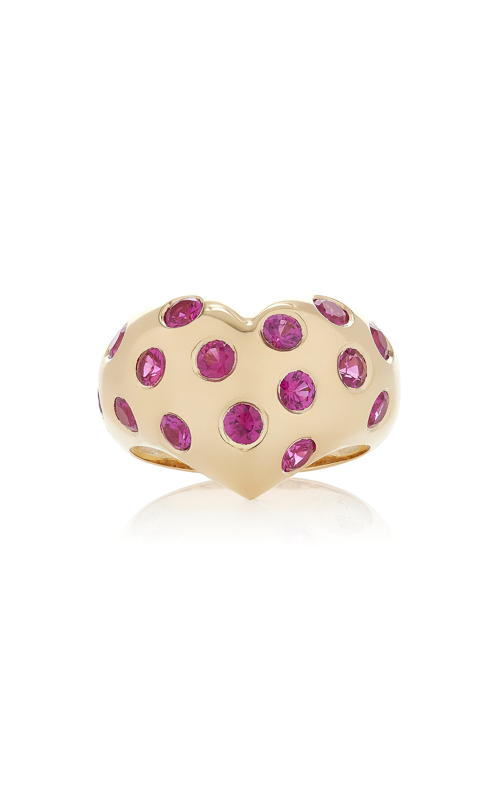 Shop Rachel Quinn 14k Yellow Gold Sapphire Ring In Pink